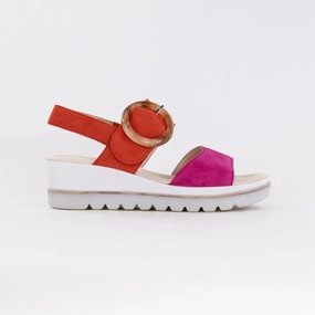 Gabor 44.645.13 Sandal (Women's) - Pink/Pumpkin Adjustable Strap Casual Wear