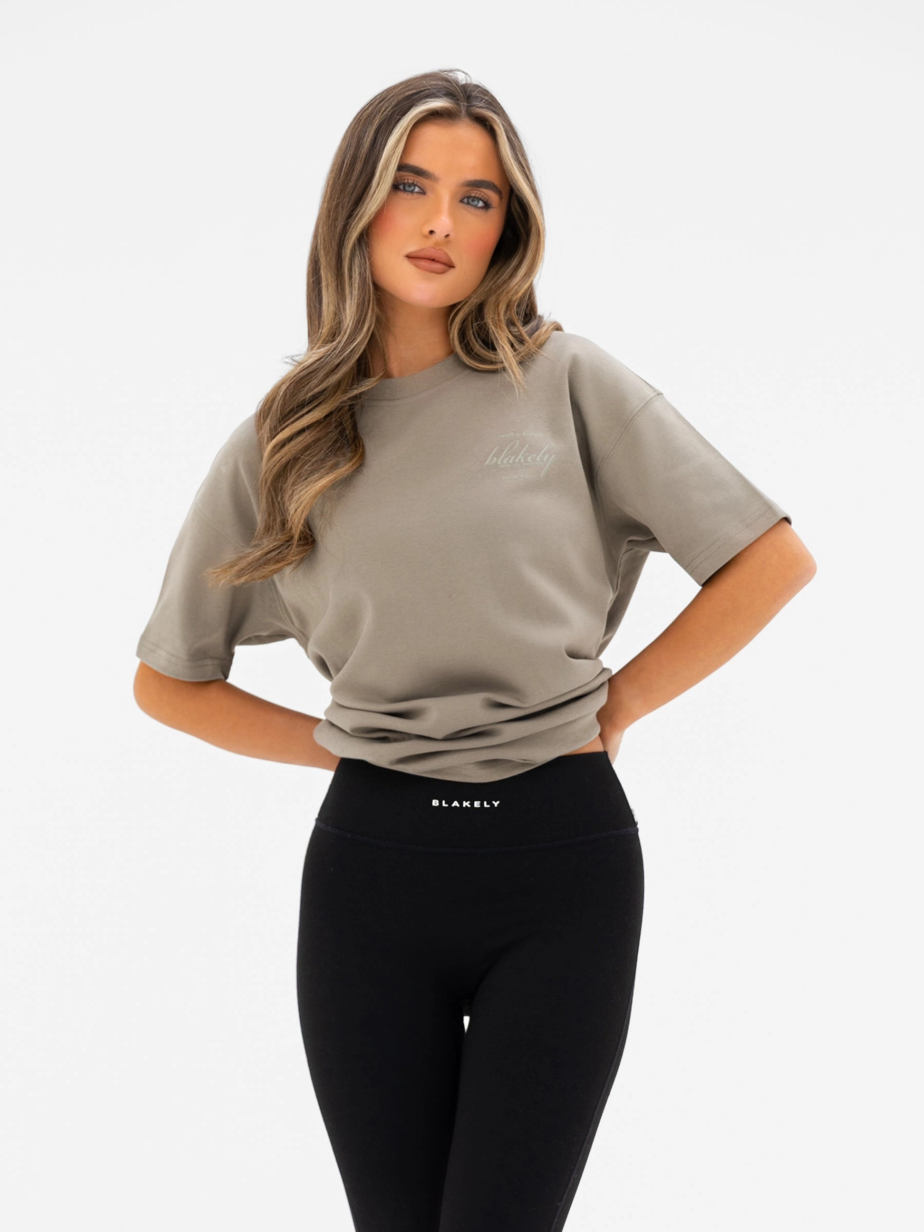 Breathable Fit Georgia Oversized Script T-Shirt - Safari Green