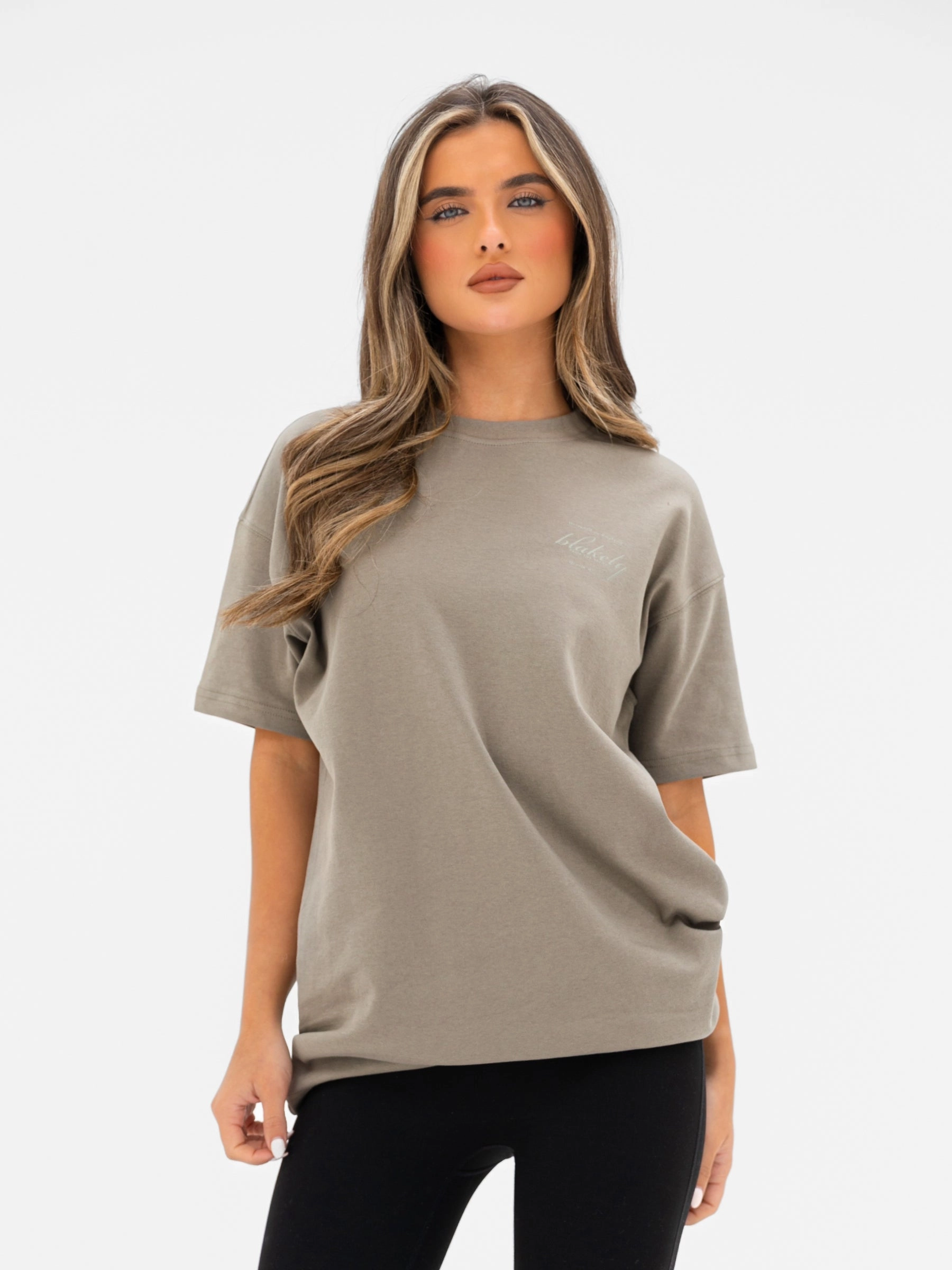 All-Weather Wear Georgia Oversized Script T-Shirt - Safari Green
