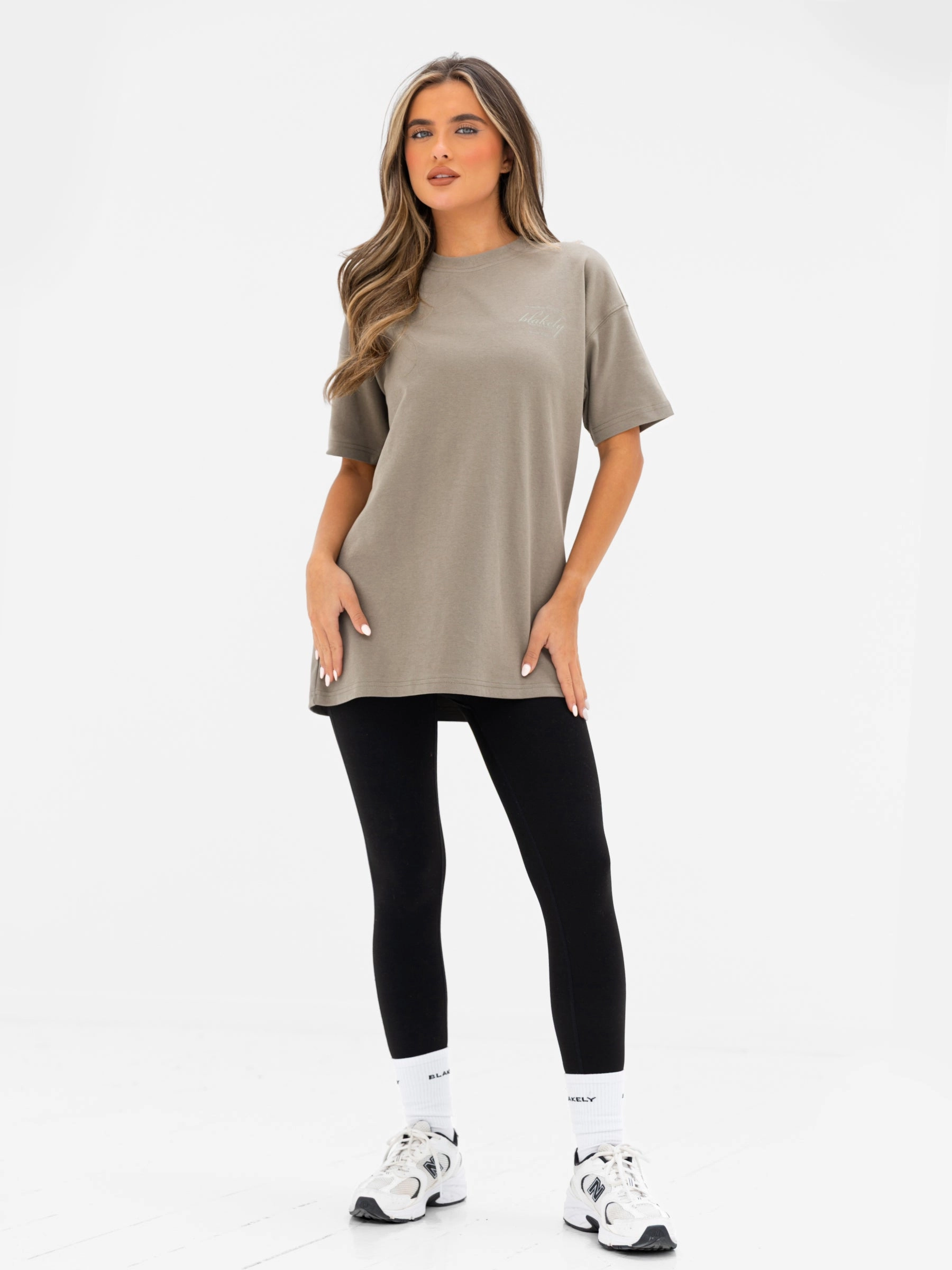 Georgia Oversized Script T-Shirt - Safari Green Festival wear long sleeved