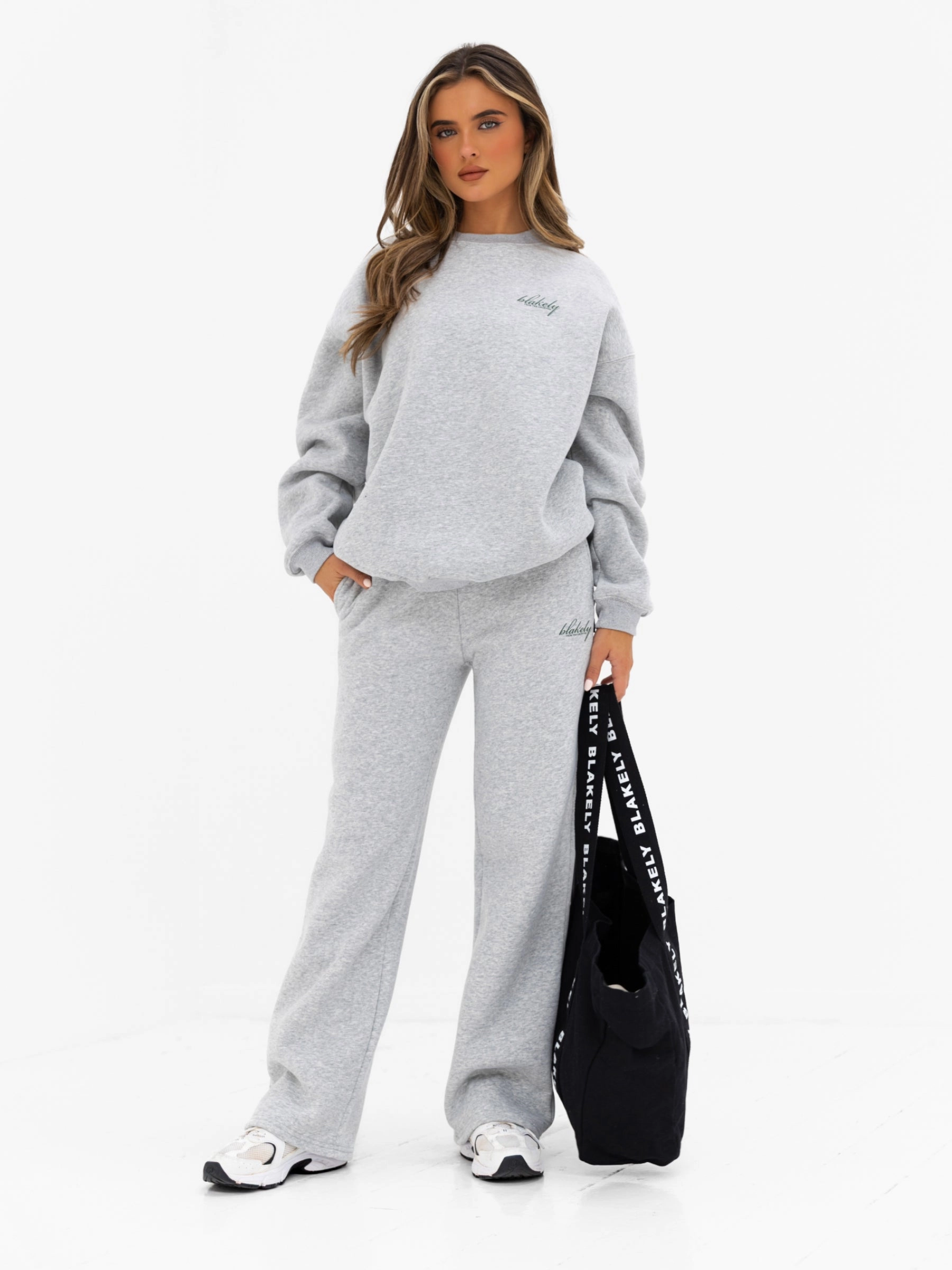 Flexible Durability Georgia Wide Leg Sweatpants - Marl Grey
