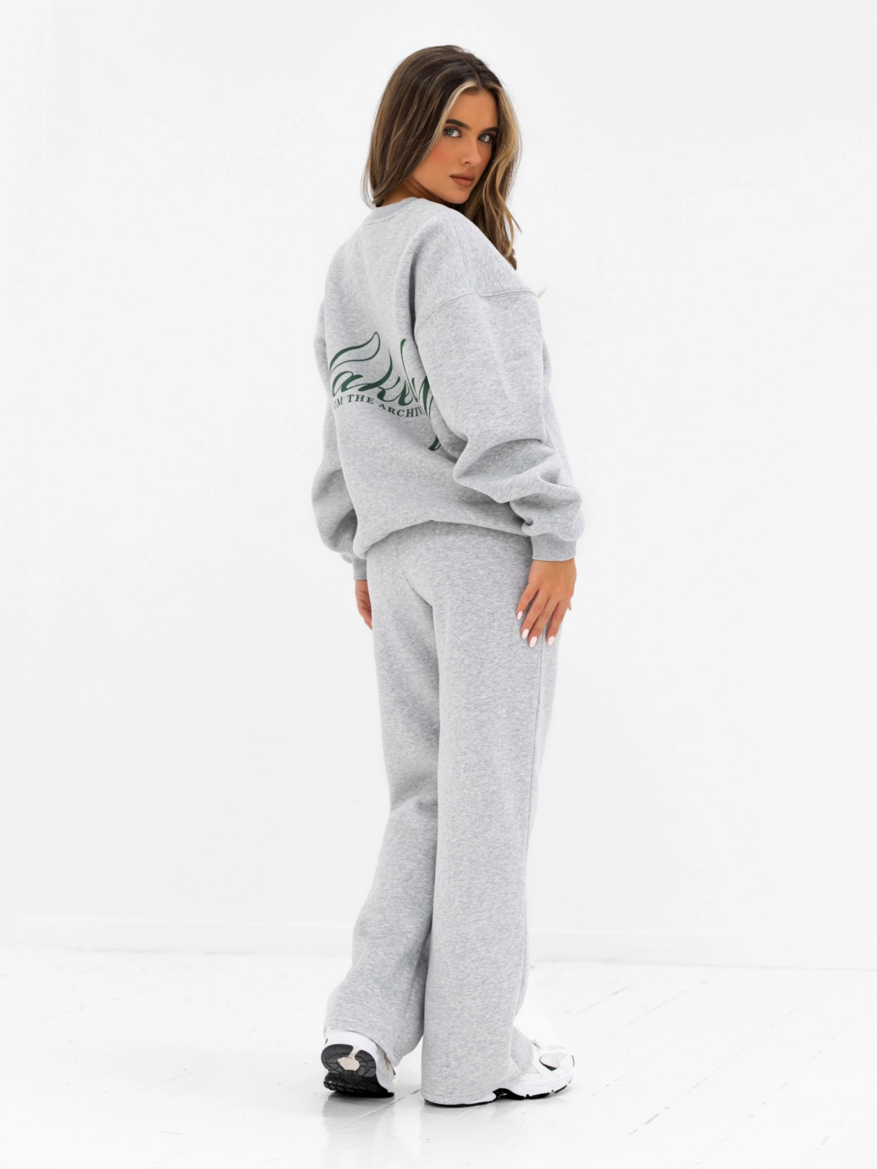 Georgia Wide Leg Sweatpants - Marl Grey Eco Friendly Dye