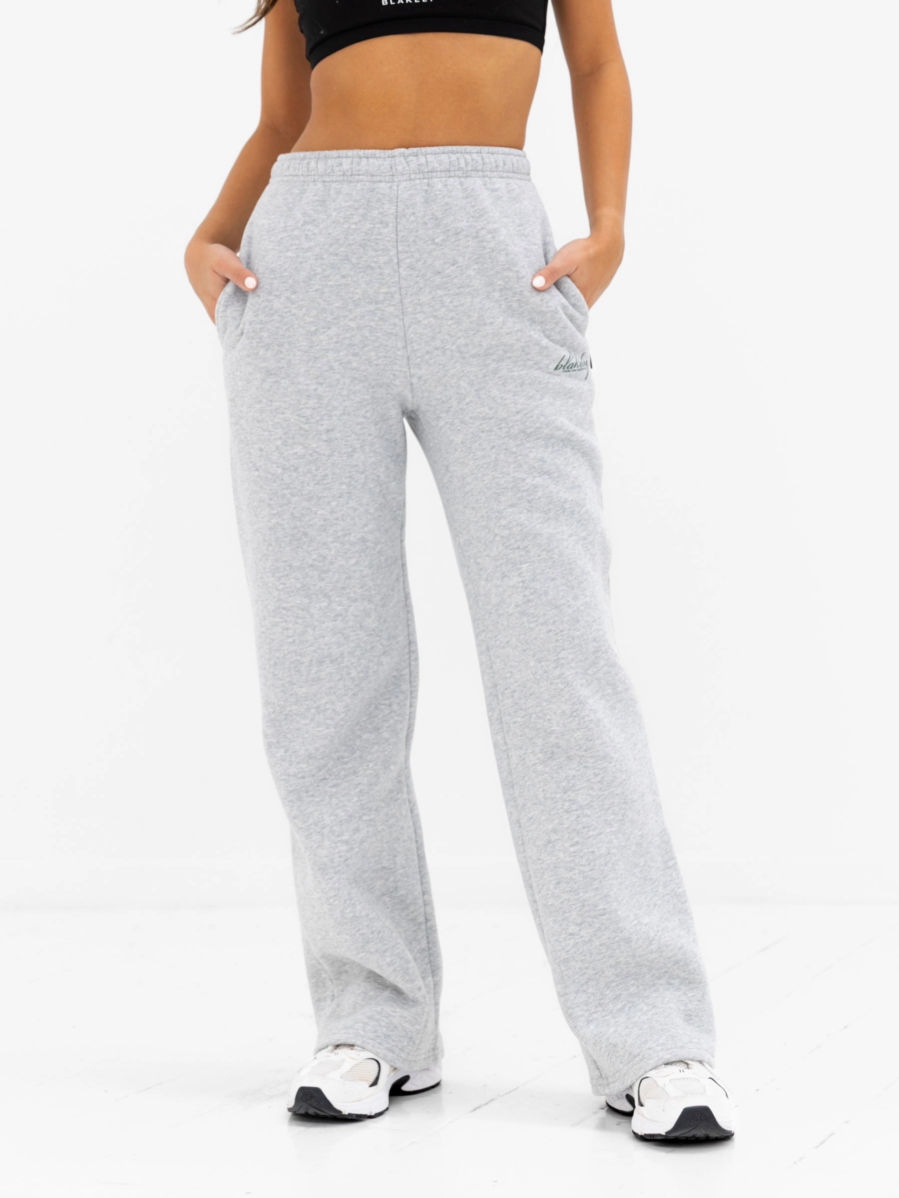 Georgia Wide Leg Sweatpants - Marl Grey Trendy Comfort