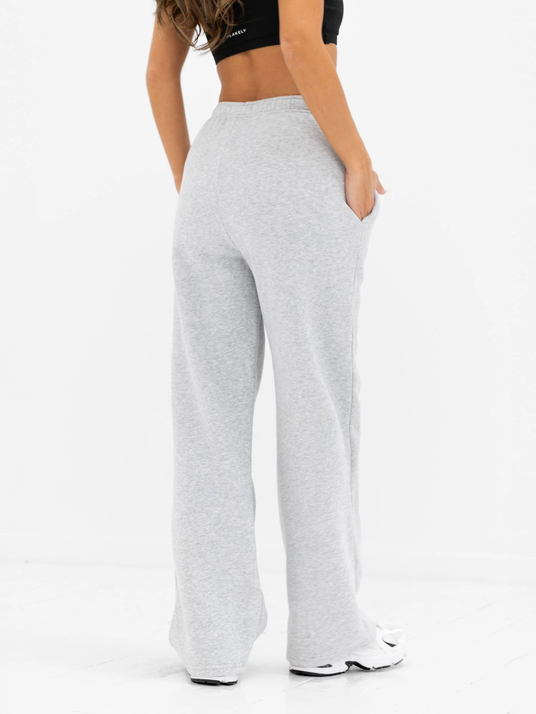 Stain Resistant Simple Utility Georgia Wide Leg Sweatpants - Marl Grey