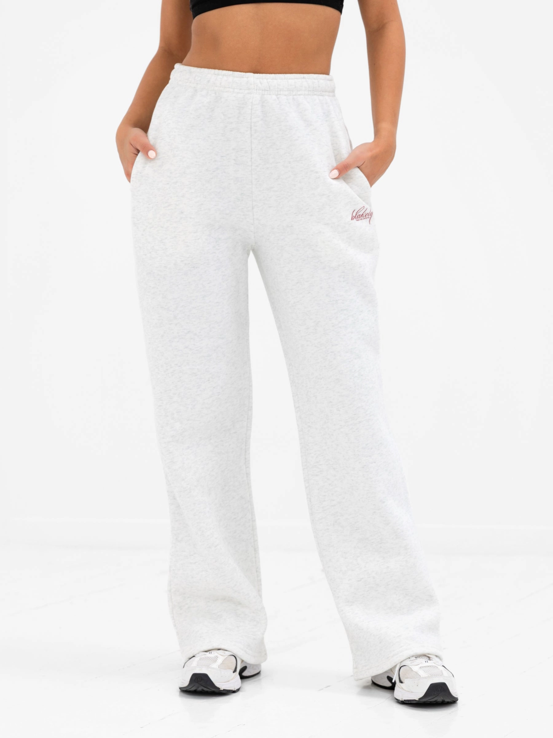 Slim Look Georgia Wide Leg Sweatpants - Marl White