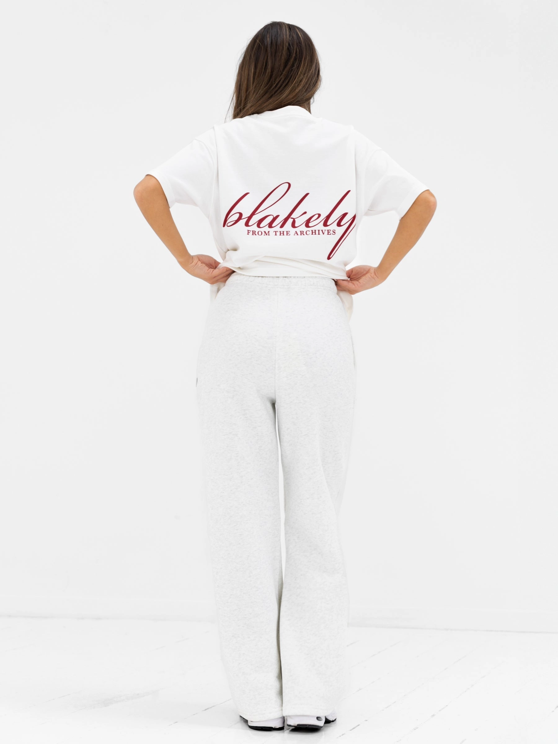 Comfortable Fit Wear Performance Fit Georgia Wide Leg Sweatpants - Marl White