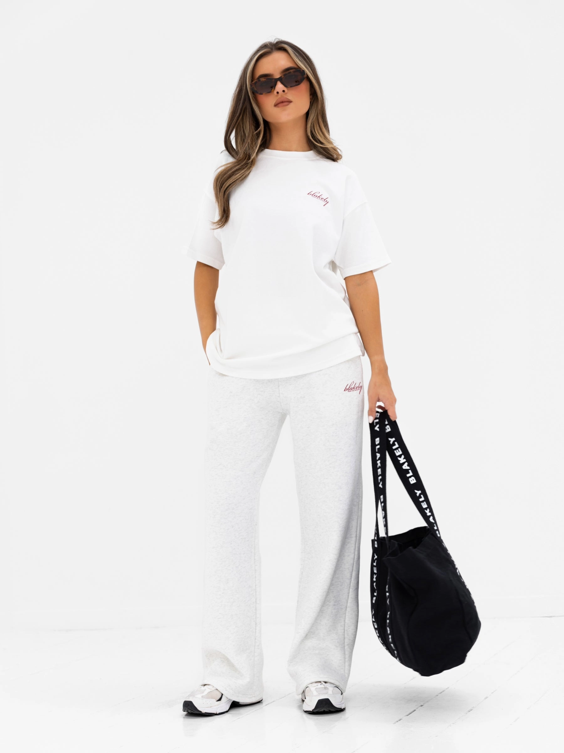 Chilly Weather Wear Georgia Wide Leg Sweatpants - Marl White