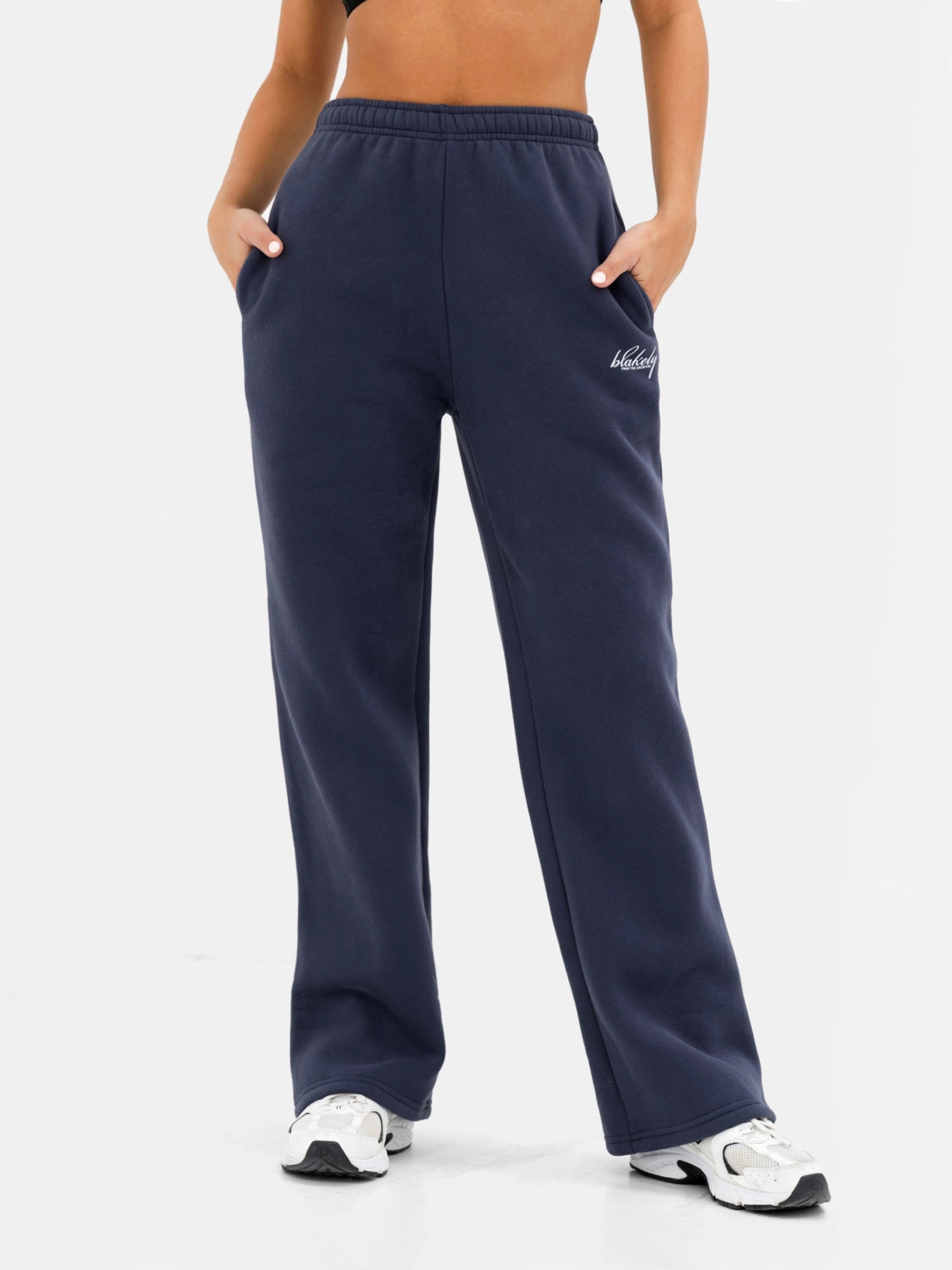 Georgia Wide Leg Sweatpants - True Navy Water resistant coating