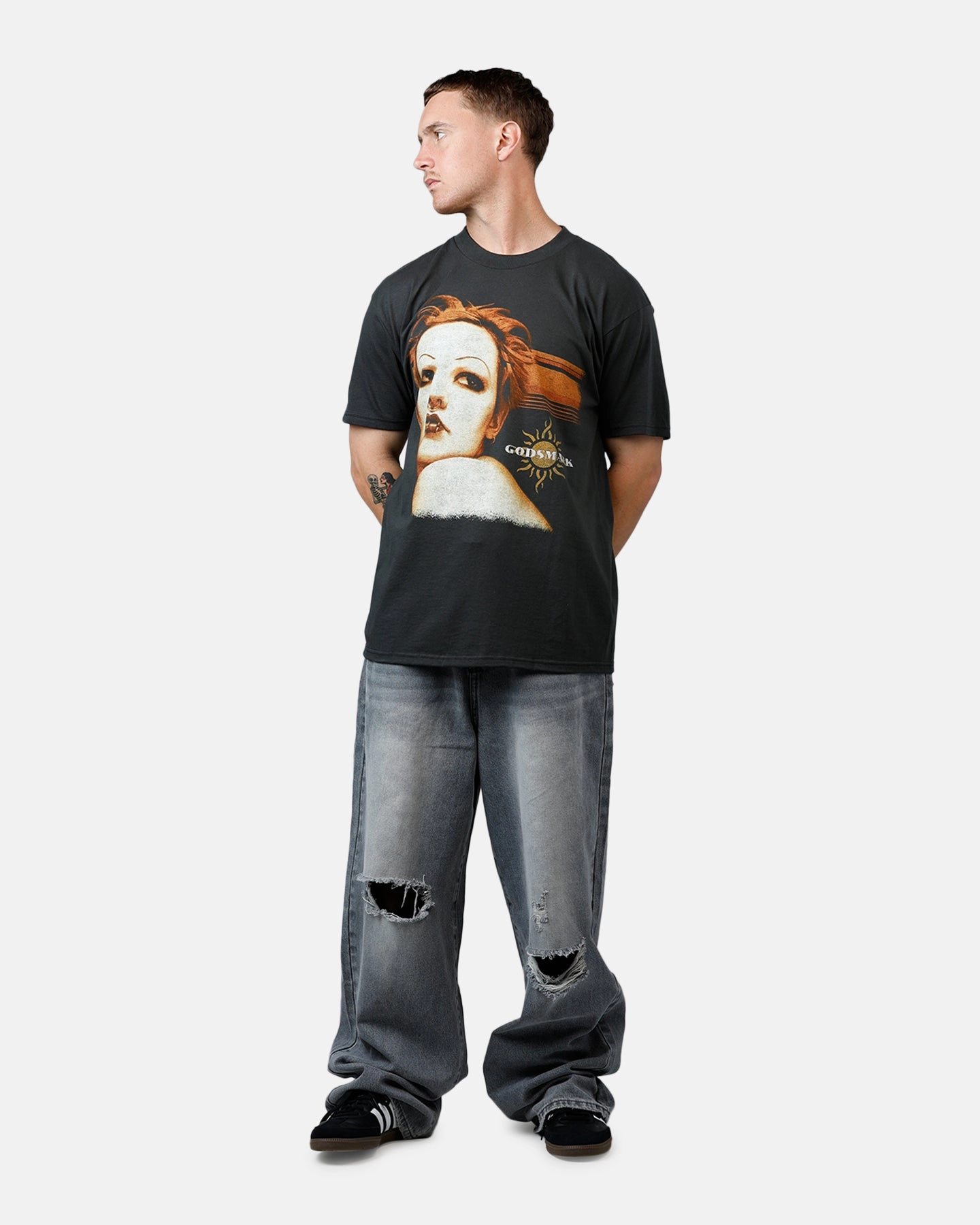 Global Merchandising Godsmack Vintage T-Shirt Black OdorResistant MultiFunctionalPockets