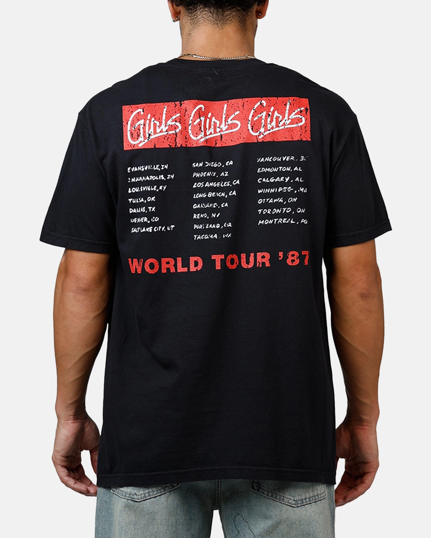 Compact TravelFriendly Design Global Merchandising Motley Crue 1987 Tour T-Shirt Black