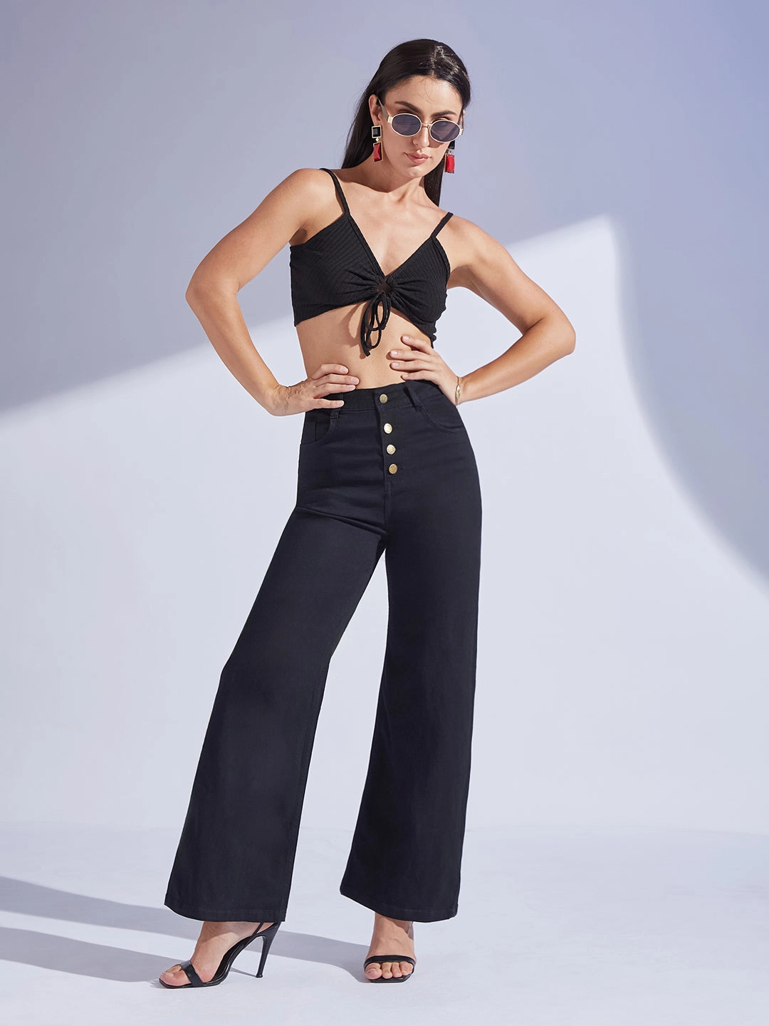 24/7 Comfort Black Wide Leg High-Rise Regular Stretchable Denim Jeans Neutral Mood