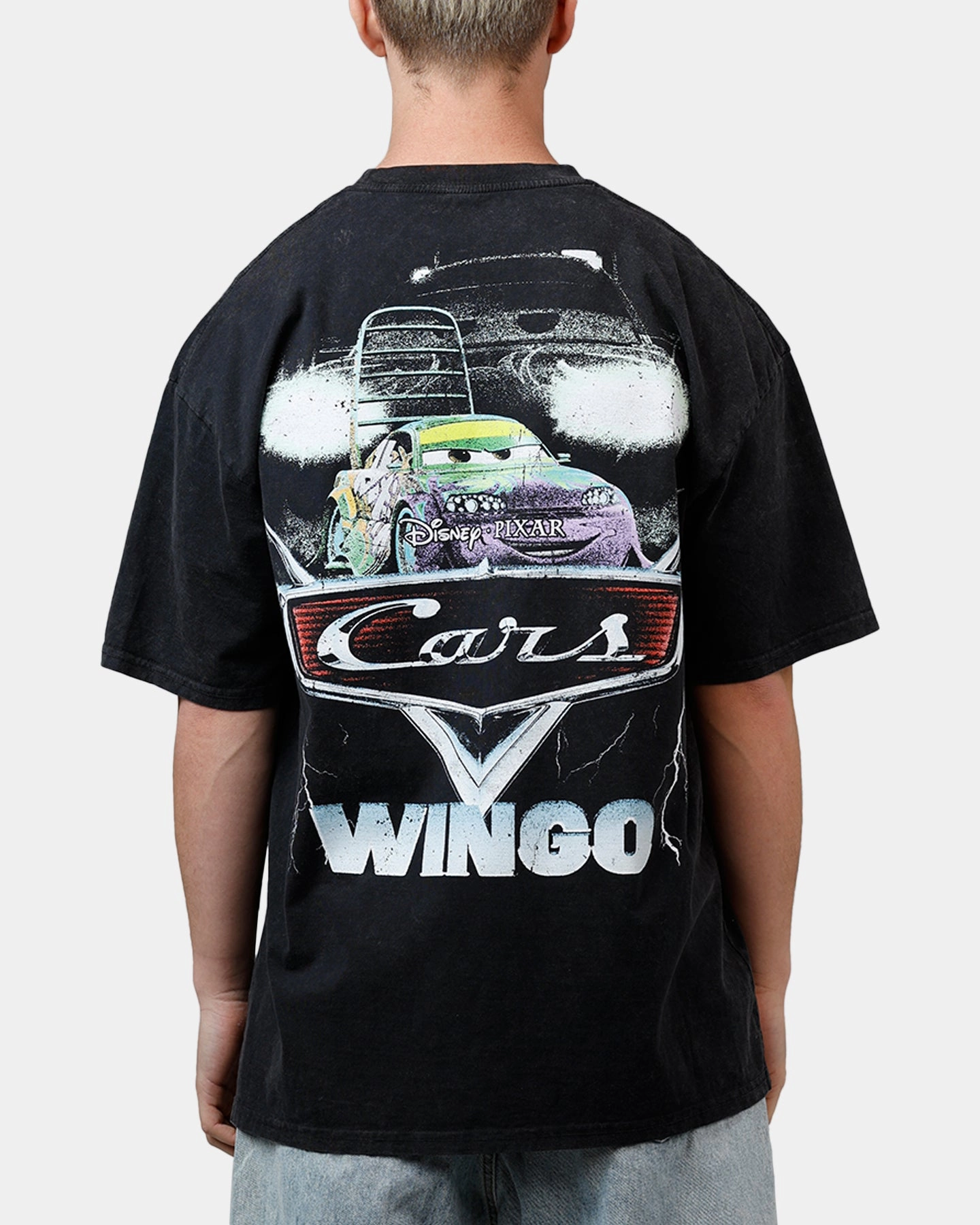 Goat Crew Disney And Pixar Cars Wingo Vintage T-Shirt Black Acidwash Thermal Insulation Core