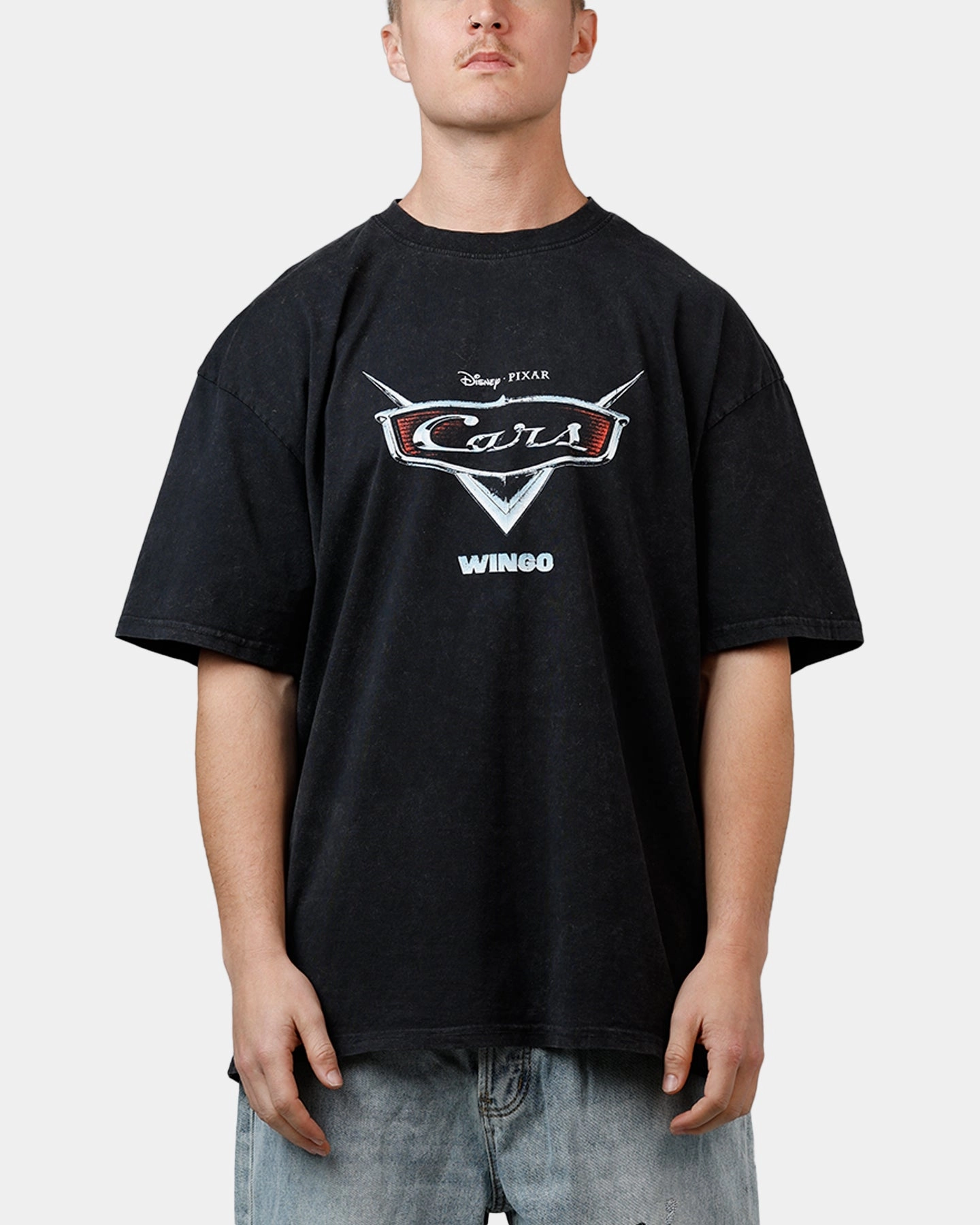 Contoured Side Panels UVProtection Coating Goat Crew Disney And Pixar Cars Wingo Vintage T-Shirt Black Acidwash