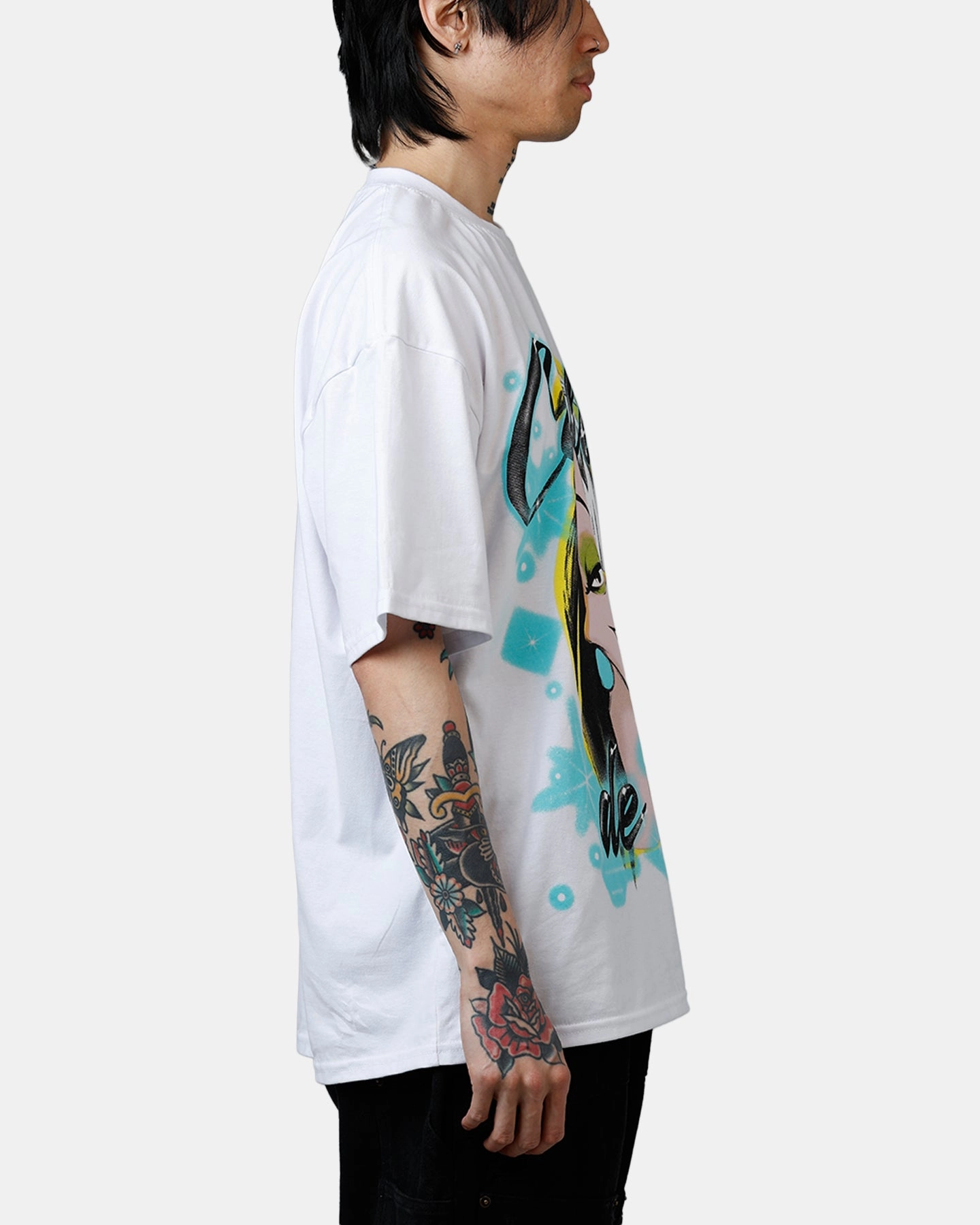 Flatlock Seam Technique Goat Crew Disney Cruella De Vil Airbrush T-Shirt White