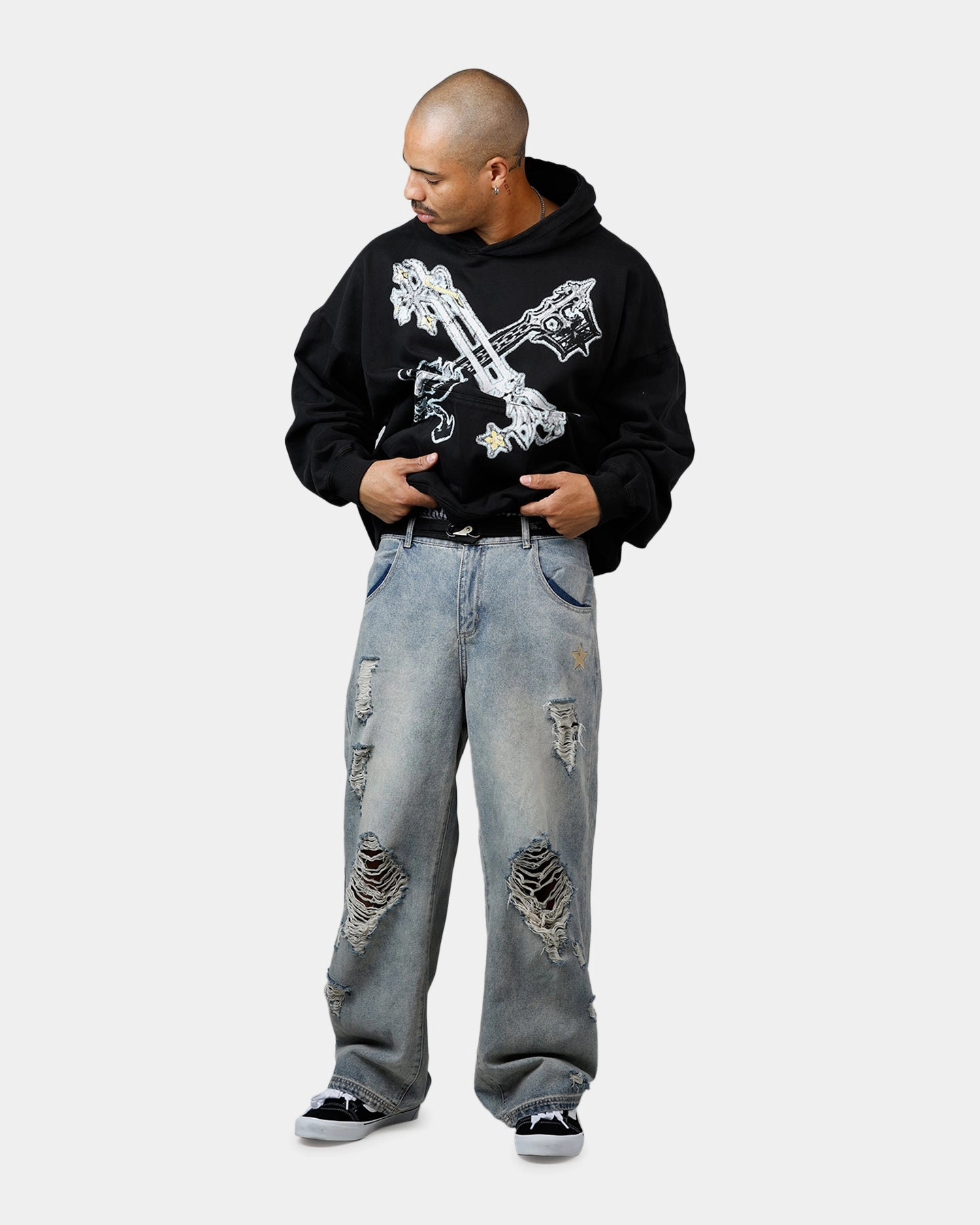 Goat Crew Disney Kingdom Hearts Roxas Premium Hoodie Black Brushed Interior