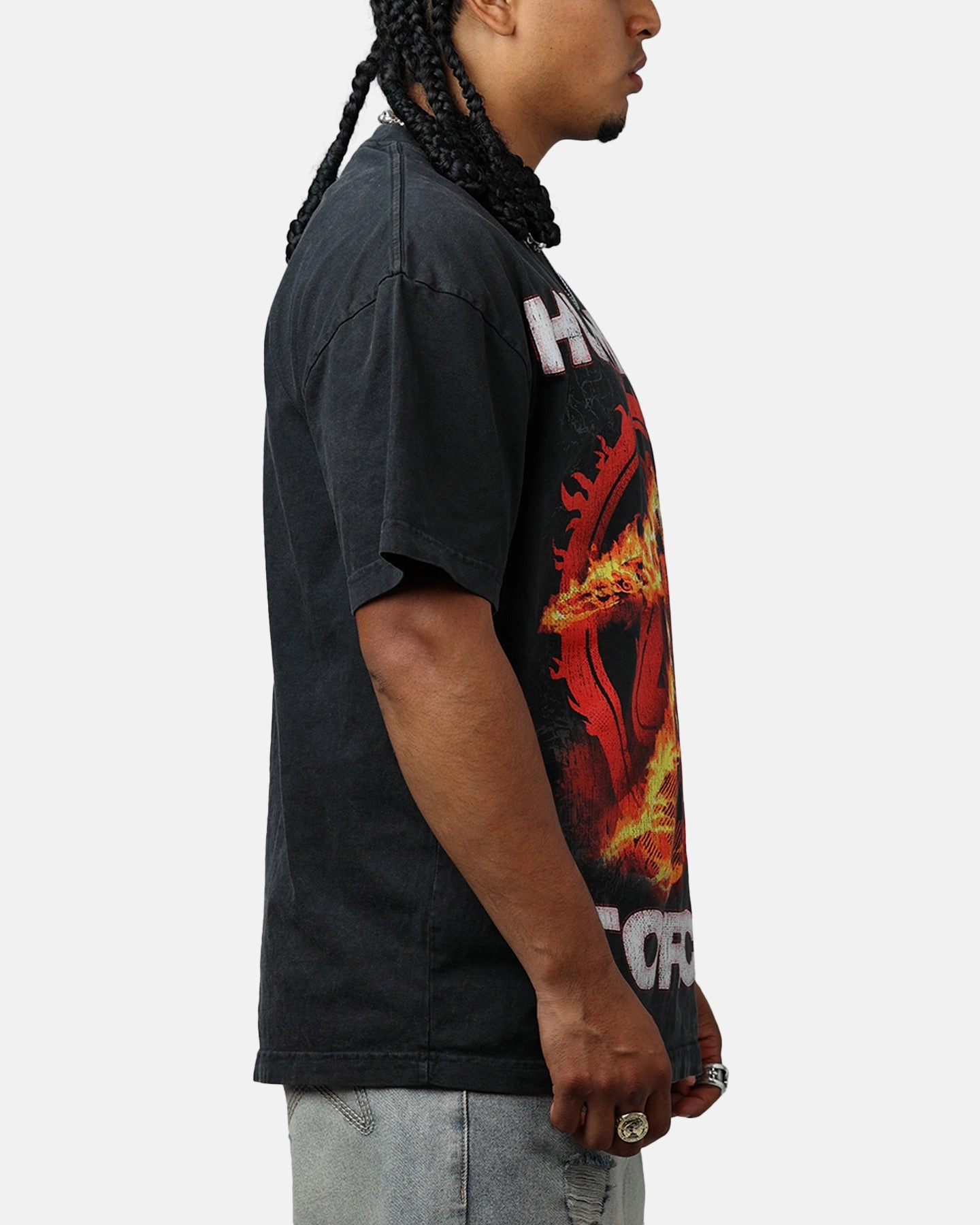 Goat Crew Marvel Fantastic Four Human Torch Fire Vintage T-Shirt Black Acidwash Bound Edges Formal Tank