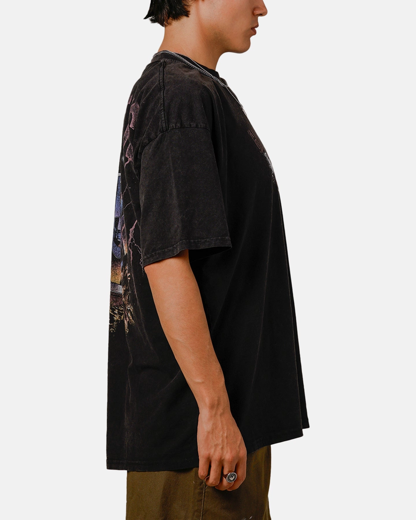 Goat Crew Marvel Galactus Vintage T-Shirt Black Acidwash Breathable Design Breathable Underarm Gussets