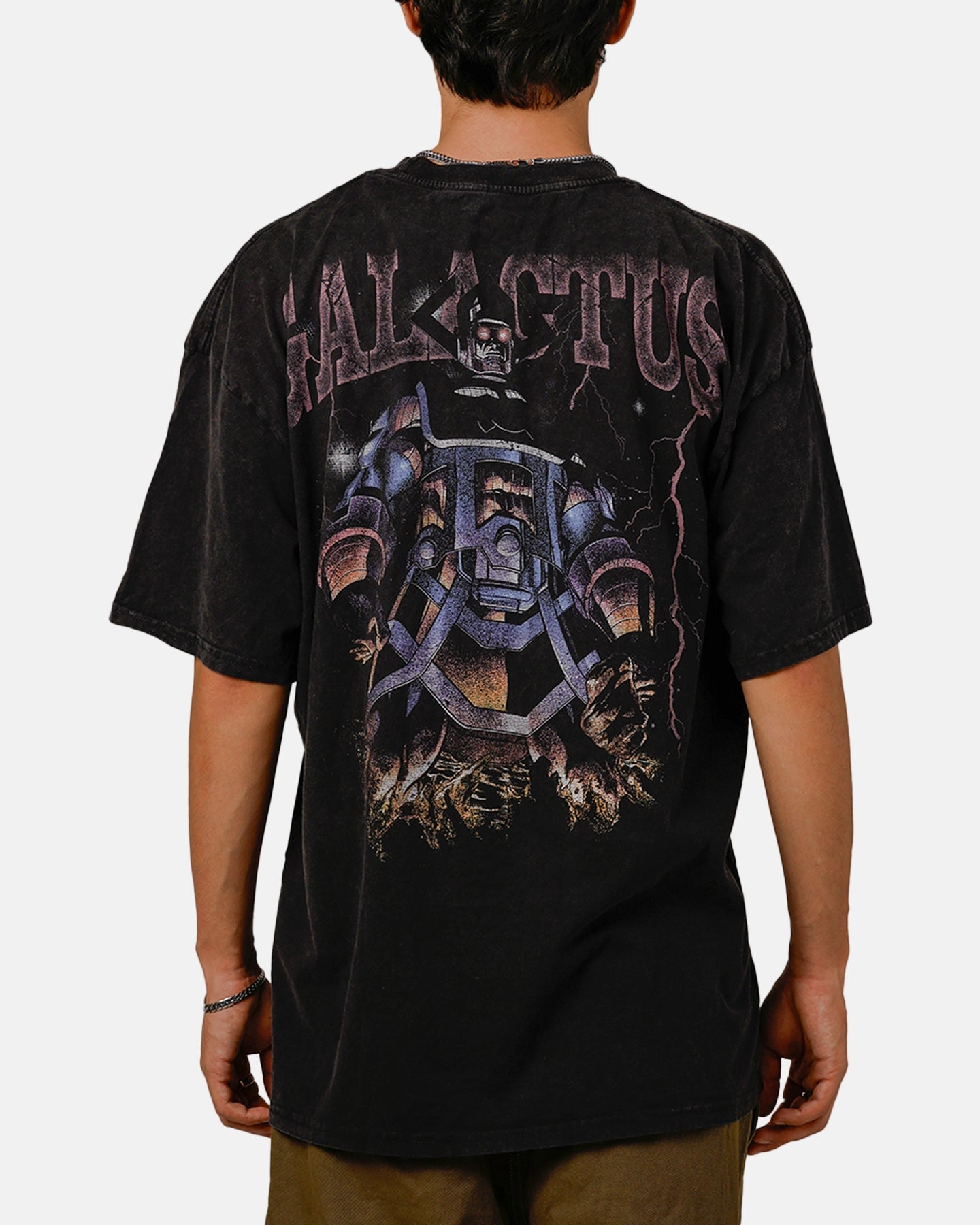 Classic Polo NonFade Dye Goat Crew Marvel Galactus Vintage T-Shirt Black Acidwash