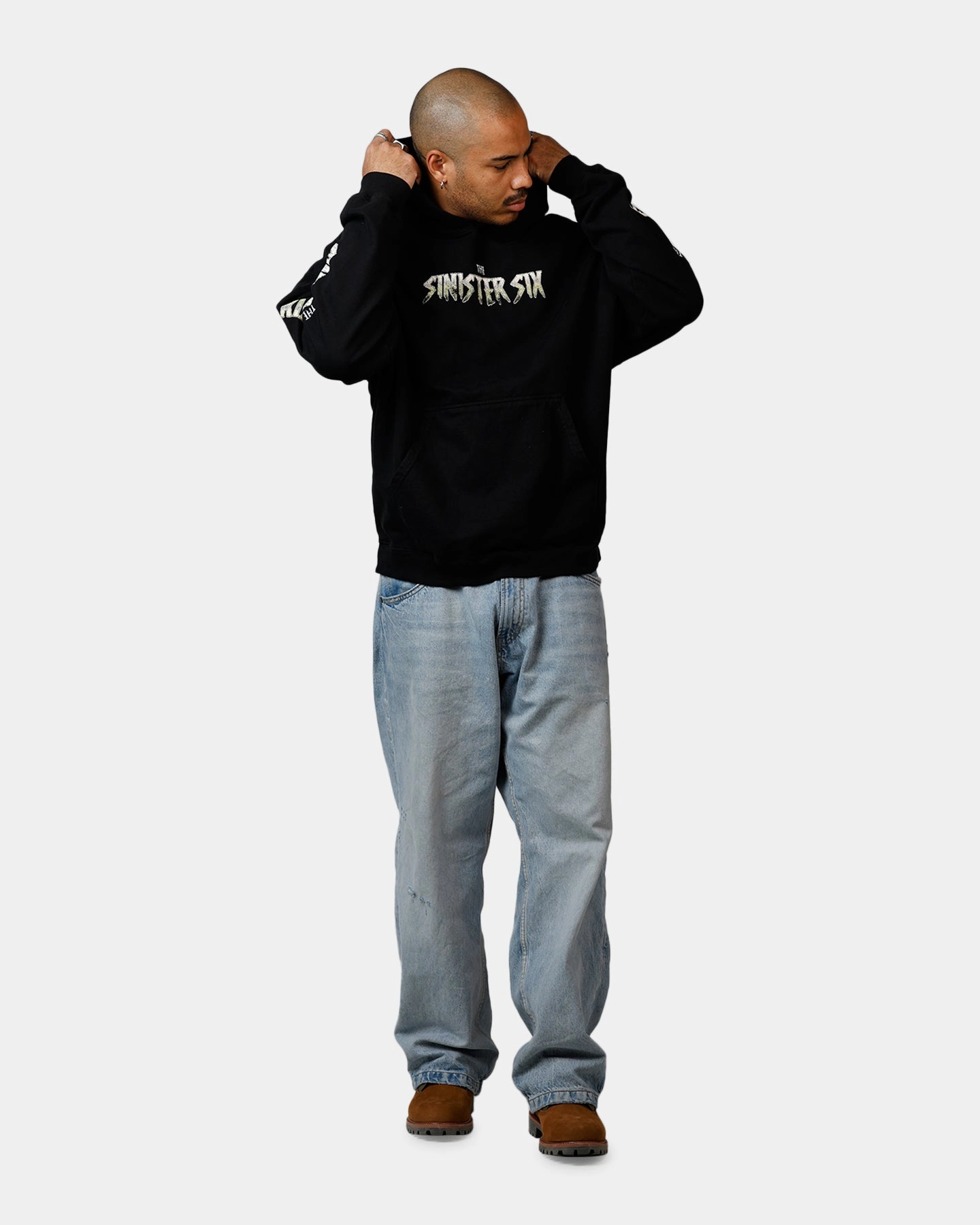 Goat Crew Marvel Sinister Six Premium Hoodie Black Printed Blouse Tailored Placket