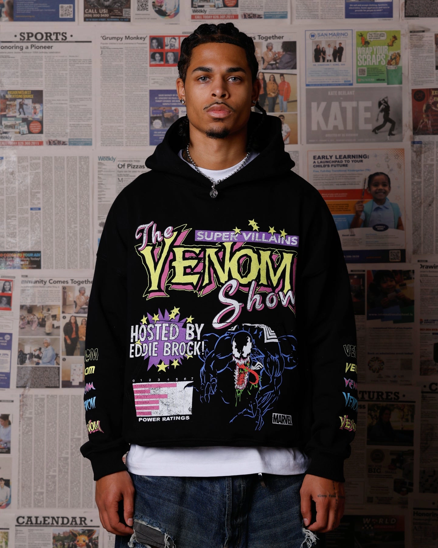 Abrasion Resistant Surface Goat Crew Marvel Venom The Venom Show Premium Hoodie Black