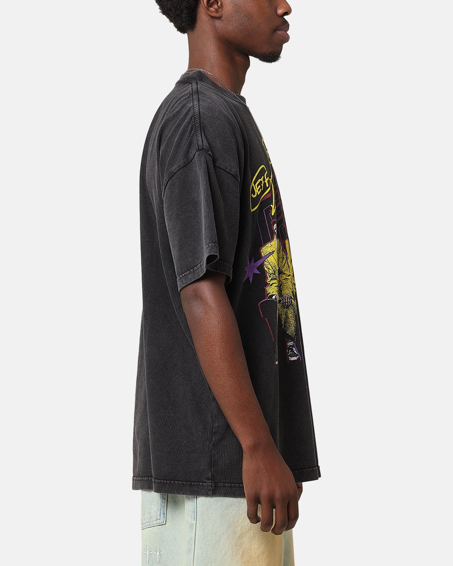 Breathable Knit Fabric Formal Blouse Goat Crew X Beetlejuice Jeff Bob Dave Vintage T-Shirt Black Acidwash