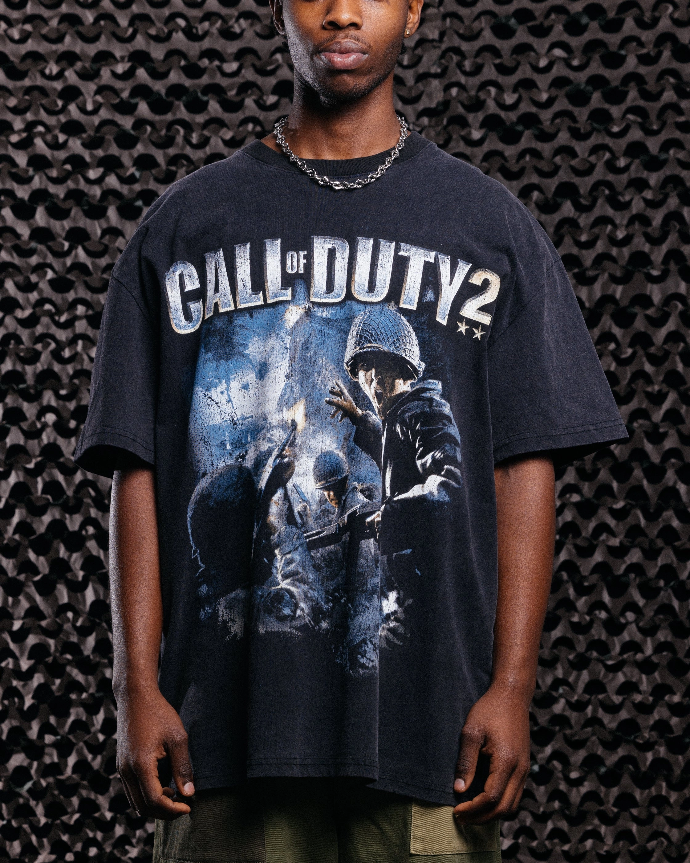 Goat Crew X Call Of Duty Call Of Duty 2 Vintage T-Shirt Black Acidwash Soft Brushed Lining