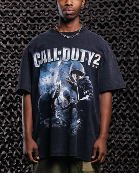 Goat Crew X Call Of Duty Call Of Duty 2 Vintage T-Shirt Black Acidwash Soft Brushed Lining