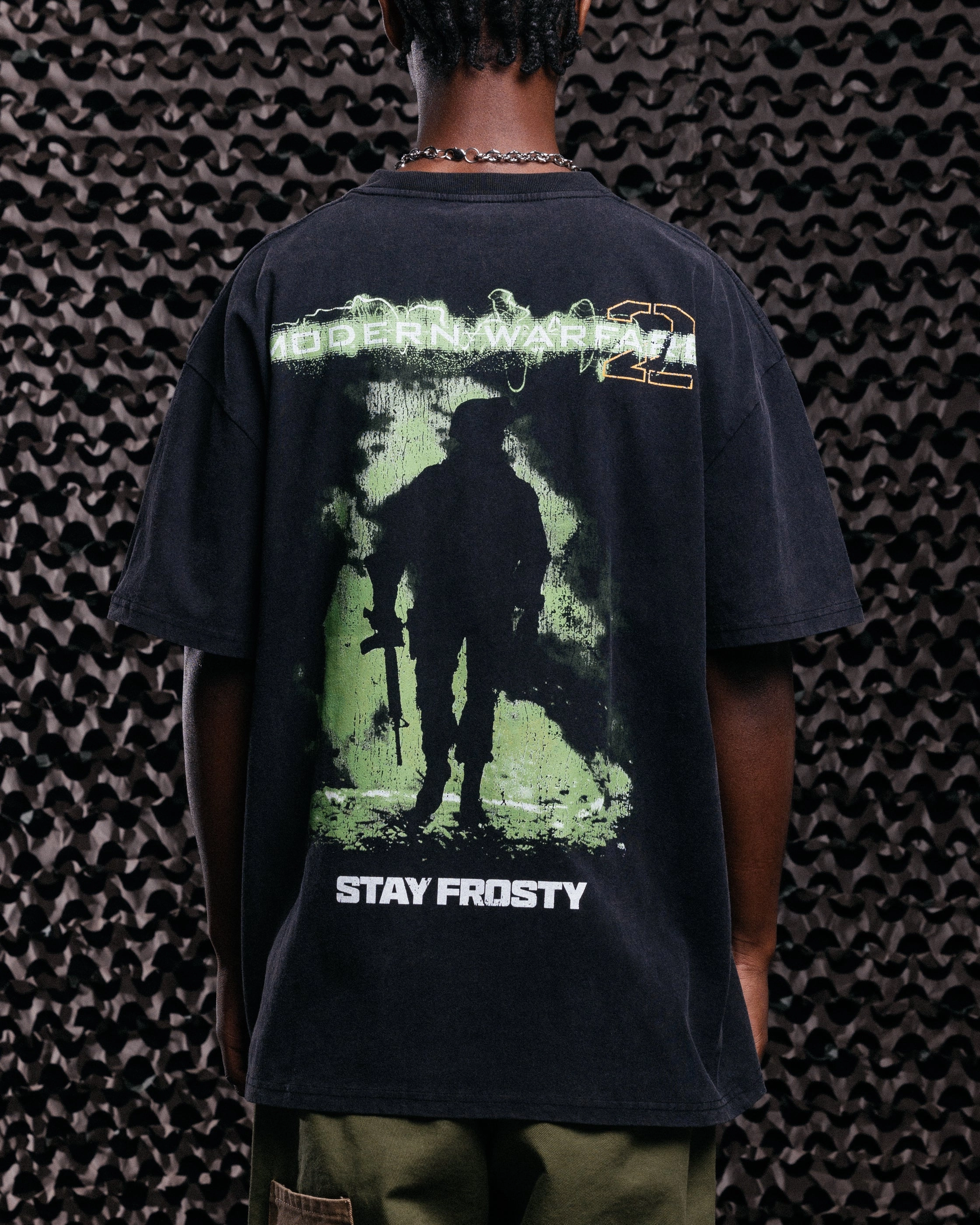 FullCut Shoulder Low Profile Waistband Integration Goat Crew X Call Of Duty Modern Warfare 2 Vintage T-Shirt Black Acidwash