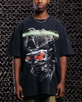 Ultraviolet Protection Fabric Airflow Weave Pattern Goat Crew X Call Of Duty Modern Warfare 2 Vintage T-Shirt Black Acidwash