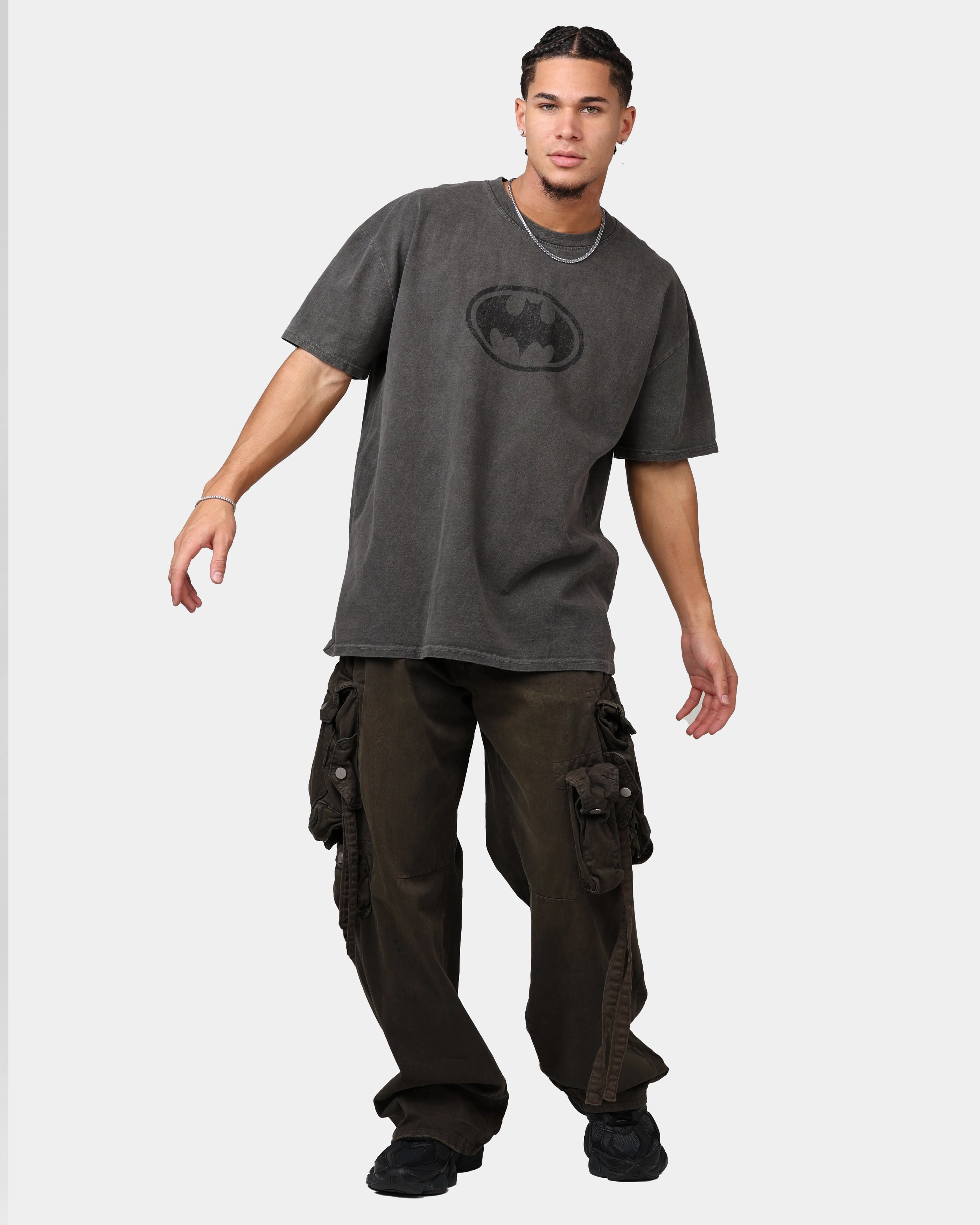 Goat Crew X DC Batman Batman Logos Heavyweight T-Shirt Black Wash Compression Fit Technology