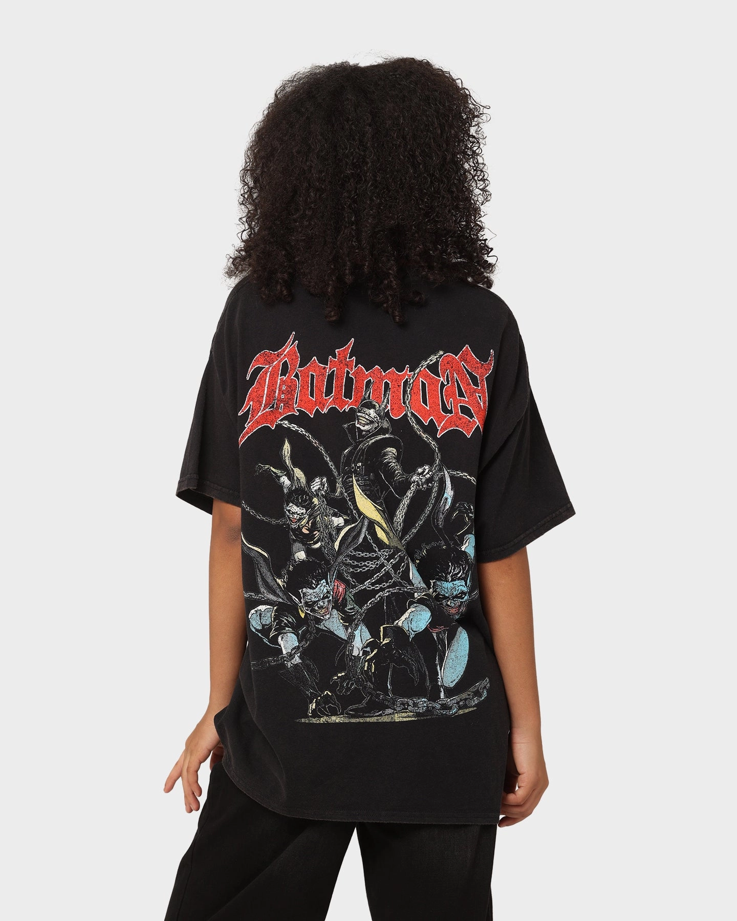 Torsion Support Structure AdjustableCuffs Goat Crew X DC Batman Who Laughs Vintage T-Shirt Black Wash