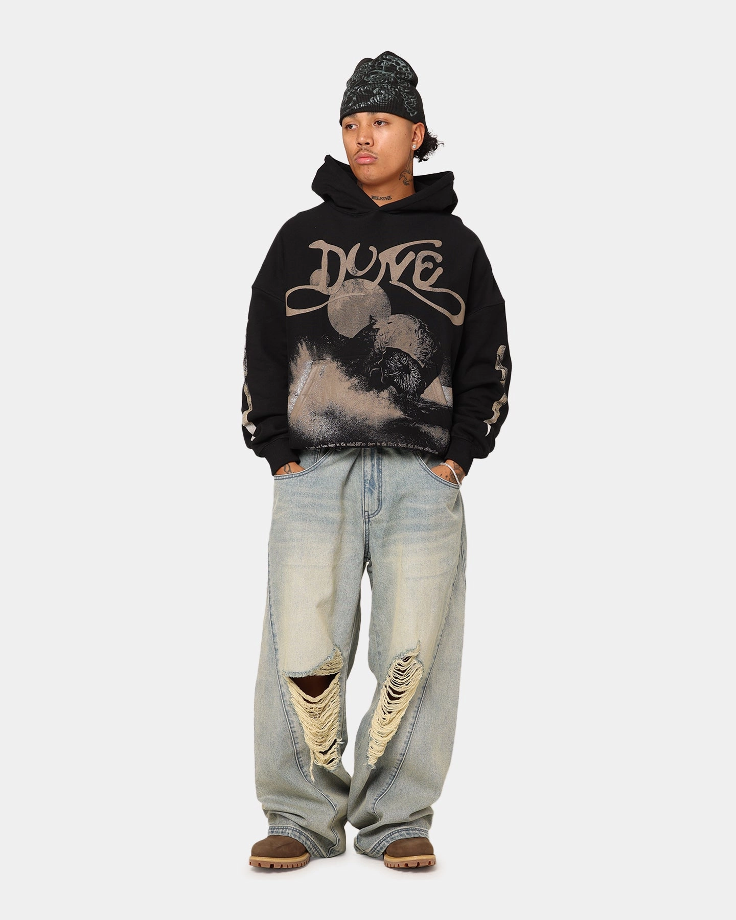 Reflective details BioBased Fiber Goat Crew X Dune Heavyweight Hoodie Black