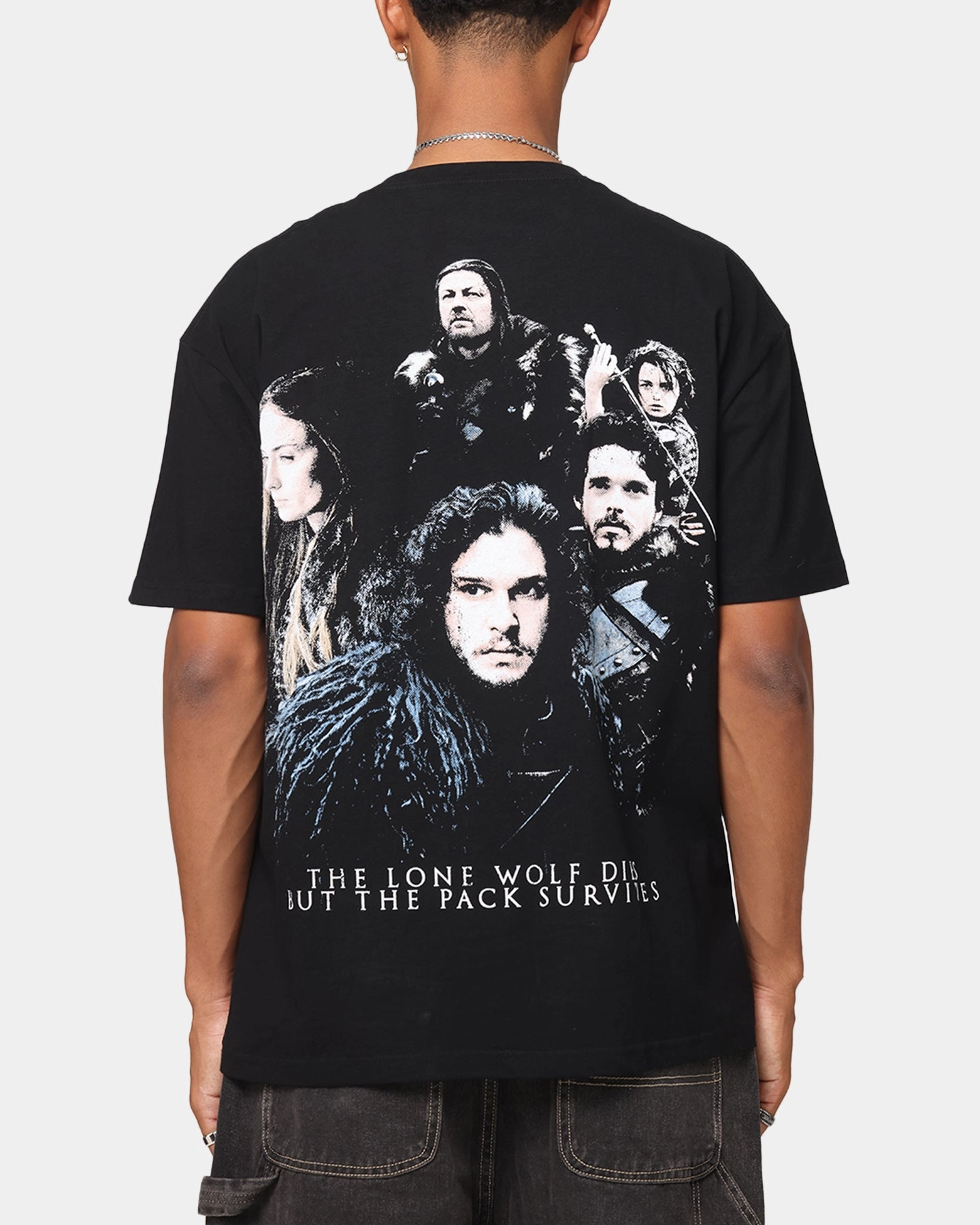 Goat Crew X Game Of Thrones Jon Snow Vintage T-Shirt Black Acidwash MultiFunctional Pocket Placement wrinkle free finish
