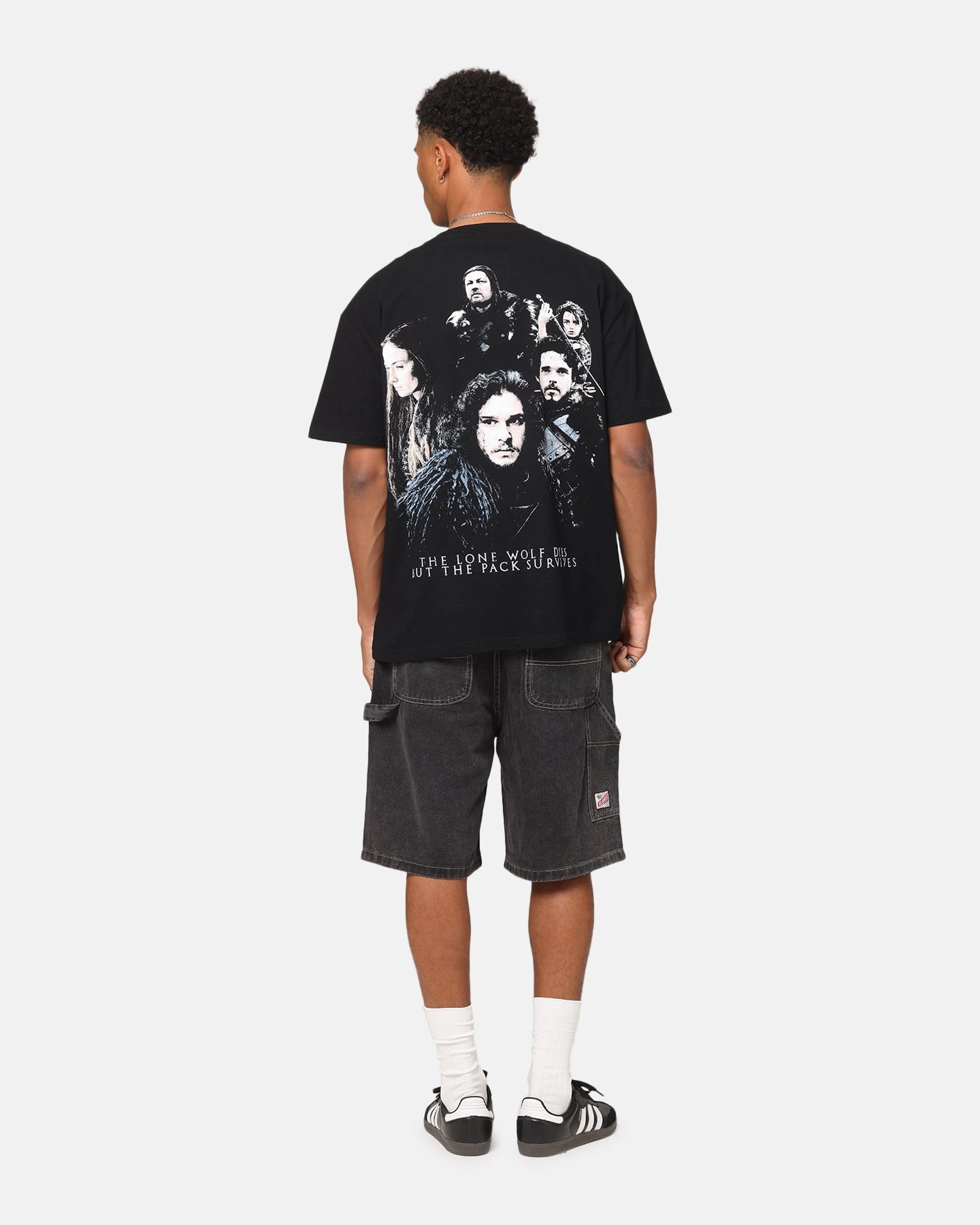 Goat Crew X Game Of Thrones Jon Snow Vintage T-Shirt Black Acidwash SolarReflectiveFinish Oversized Silhouette