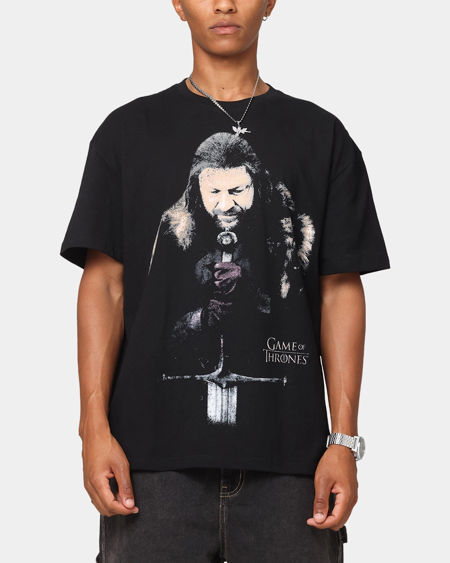 DurableZipper Quick Access Zipper Goat Crew X Game Of Thrones Ned Stark Vintage T-Shirt Black Acidwash