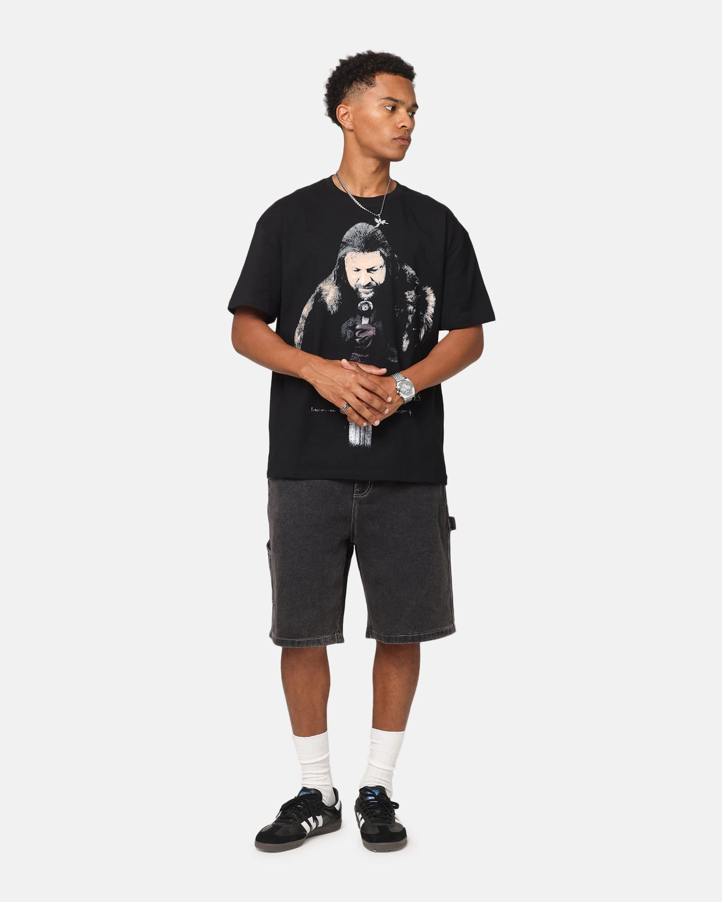 Sustainable Manufacturing Goat Crew X Game Of Thrones Ned Stark Vintage T-Shirt Black Acidwash