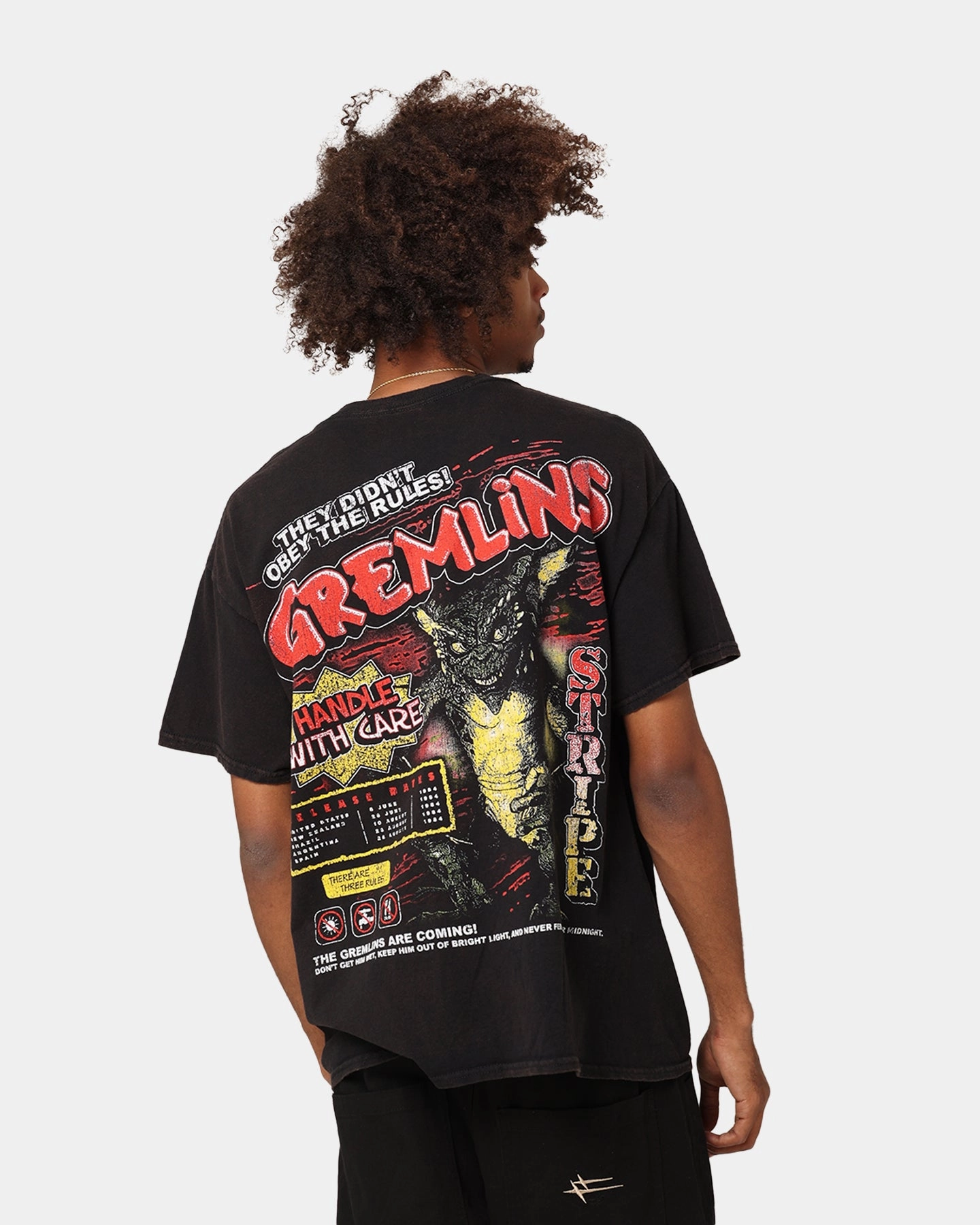 Goat Crew X Gremlins Gremlins Obey Vintage T-Shirt Black Wash OdorResistant Treatment Two Tone Texture Effect