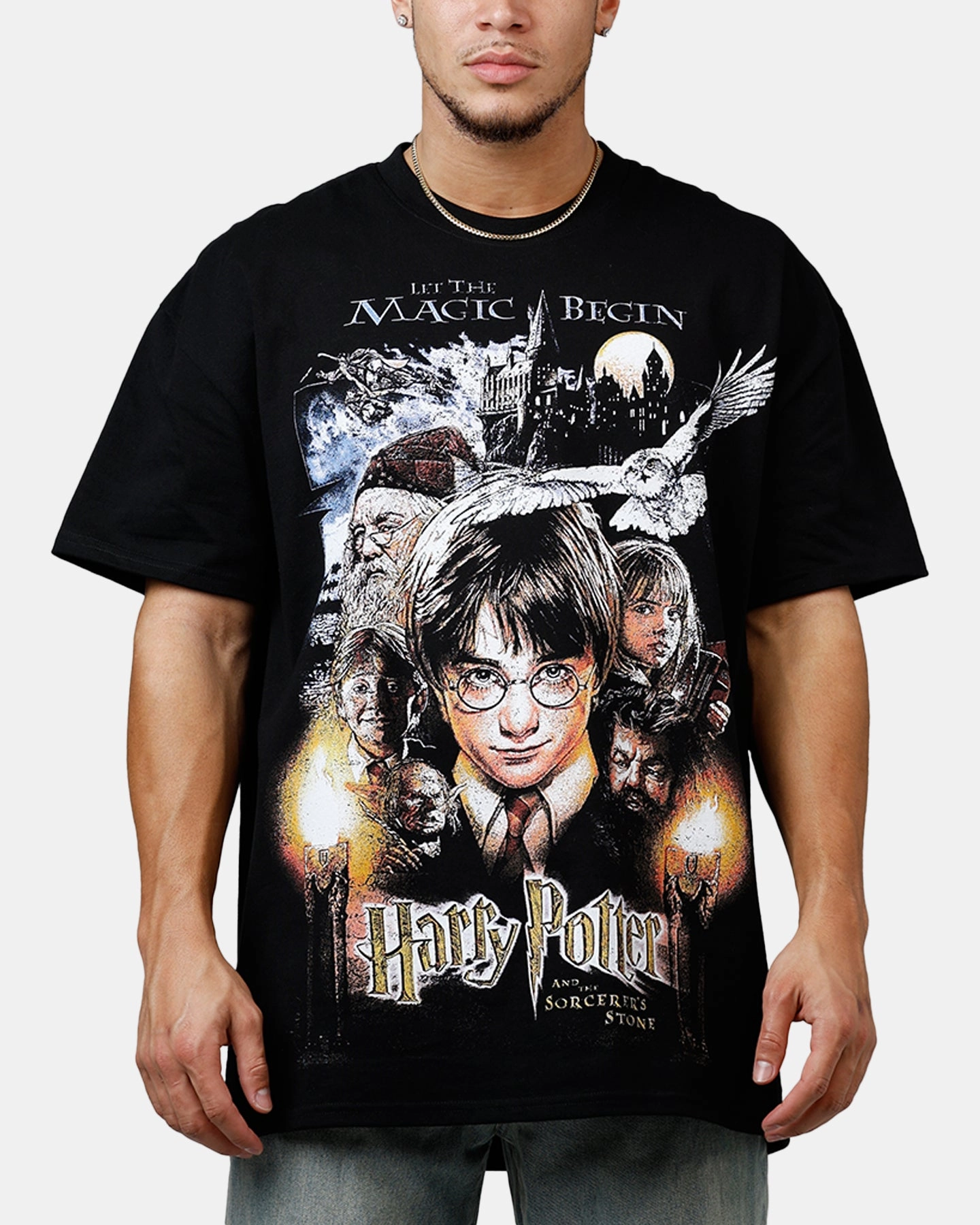 TwillWeave DurableZipper Goat Crew X Harry Potter Sorcerer's Stone Heavyweight T-Shirt Black