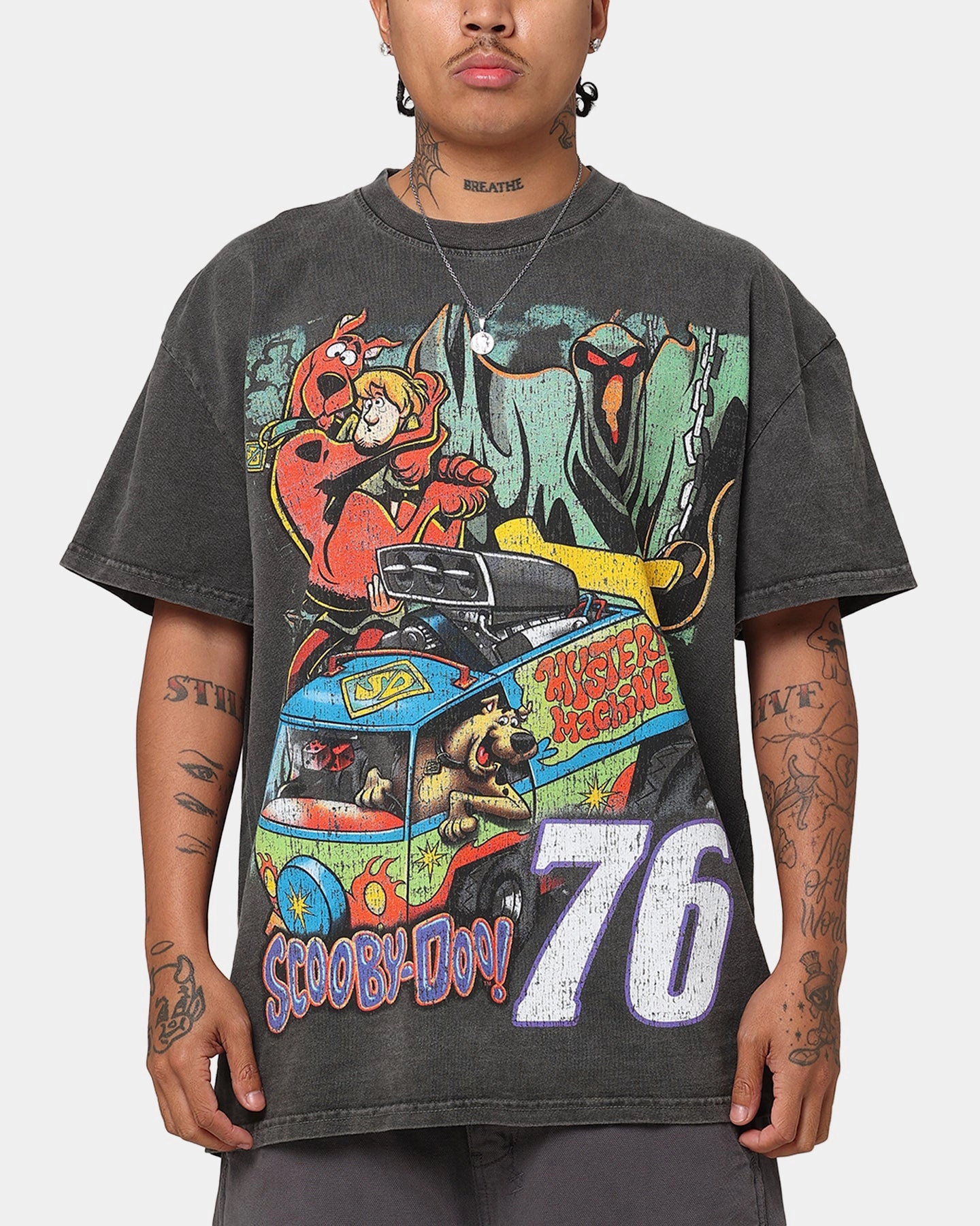 Goat Crew X Scooby-Doo Scooby-Doo Jumbo Heavyweight Vintage T-Shirt Black Wash NonRestrictive Fit RibbedCuff