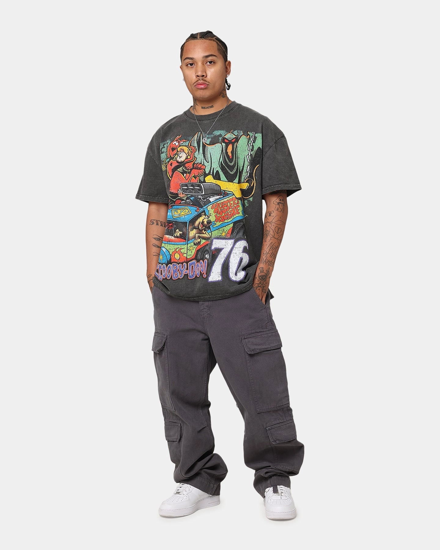 SoftFeel Fabric Goat Crew X Scooby-Doo Scooby-Doo Jumbo Heavyweight Vintage T-Shirt Black Wash