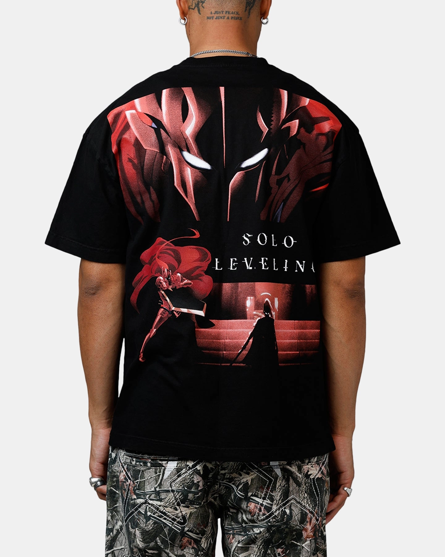 Goat Crew X Solo Leveling Igris T-Shirt Black Yarn Dyed Pattern Cloth DurableCollarStays