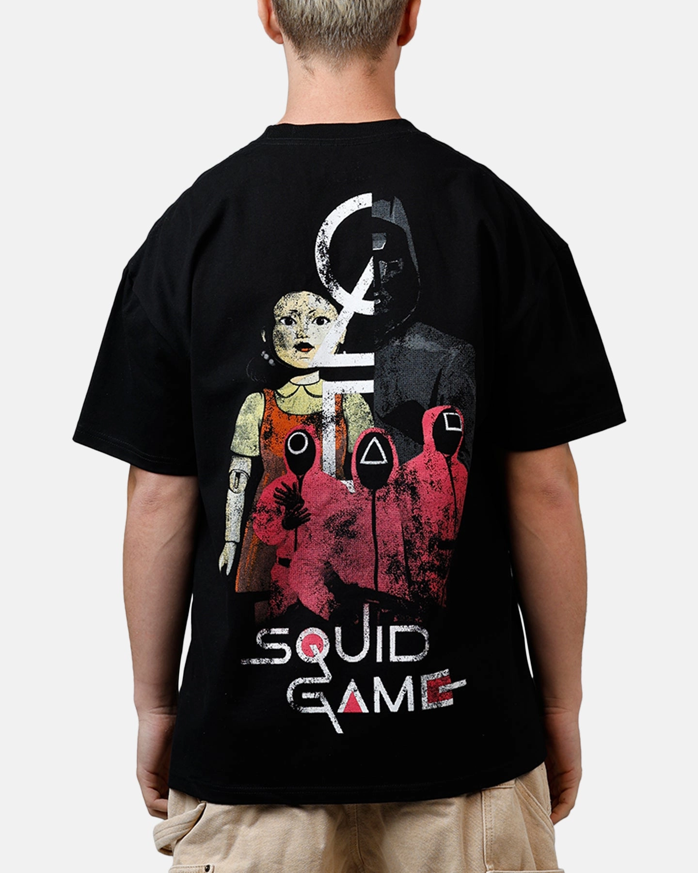 Goat Crew X Squid Game Front Man Heavyweight T-Shirt Black ZipClosure