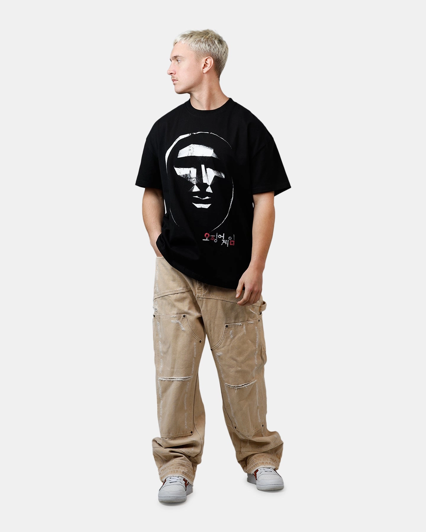 OdorResistant Fabric Goat Crew X Squid Game Front Man Heavyweight T-Shirt Black