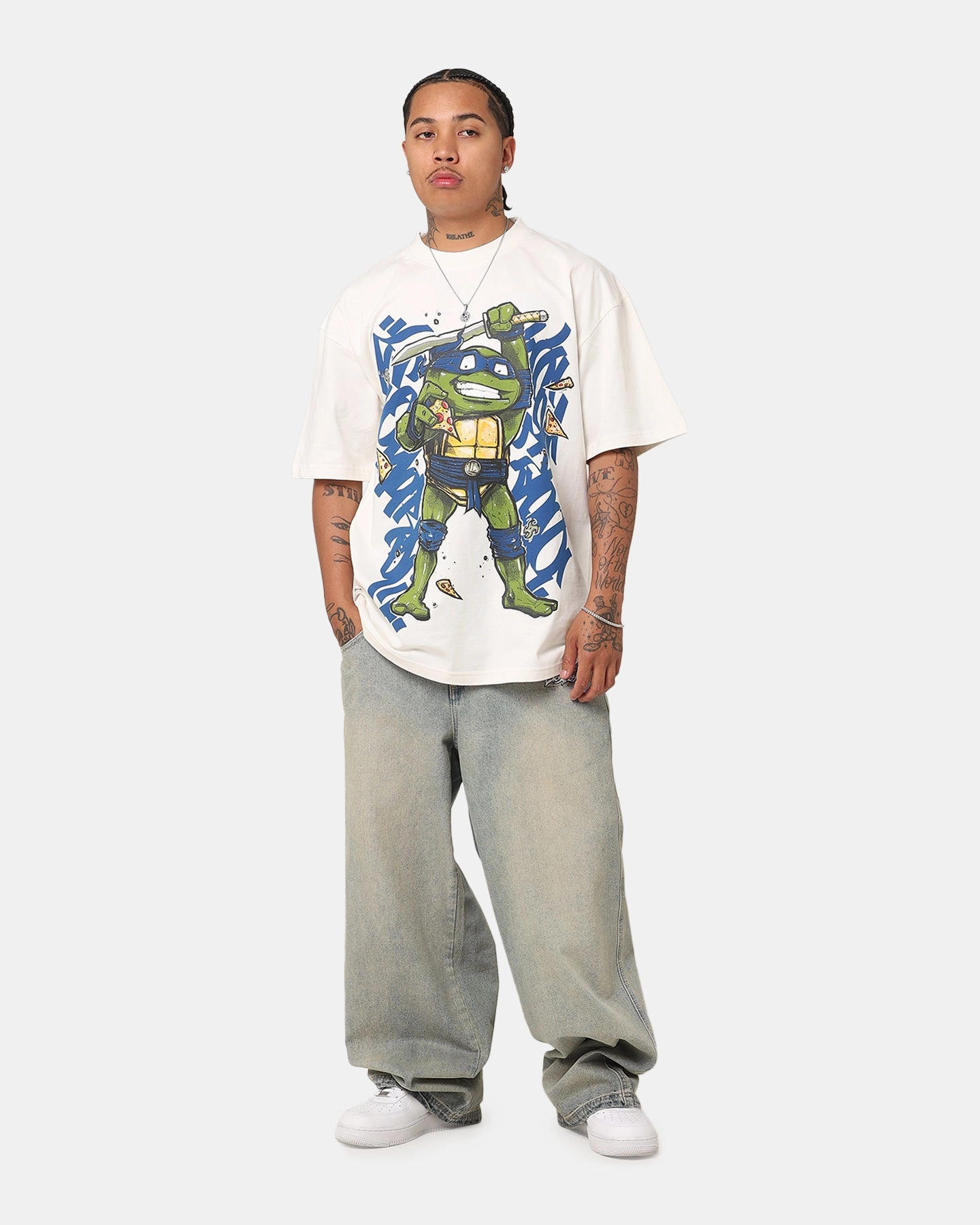 Goat Crew X Teenage Mutant Ninja Turtles Leonardo X Sofles Vintage T-Shirt Off White Thermal Regulation Fabric