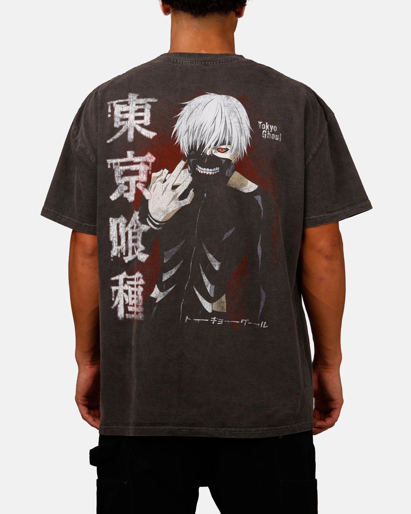 Goat Crew X Tokyo Ghoul Kaneki Vintage T-Shirt Black Acidwash LayeringFriendly Weight VentilatedMeshPaneling