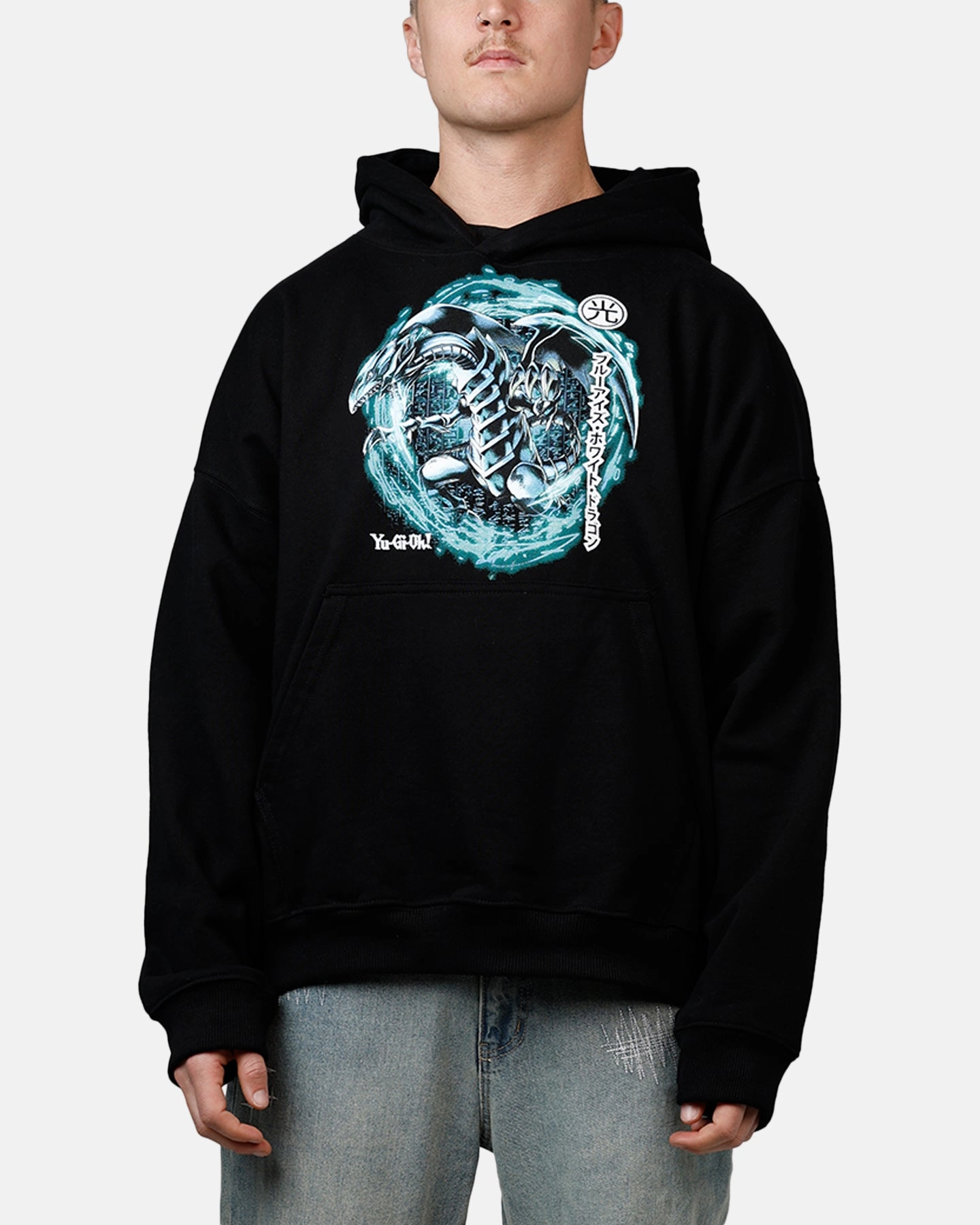 AntiPillingSurface Goat Crew X Yu-Gi-Oh! Blue Eyes White Dragon Premium Hoodie Black