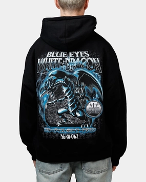 Anti Static Weave Technology Goat Crew X Yu-Gi-Oh! Blue Eyes White Dragon Premium Hoodie Black