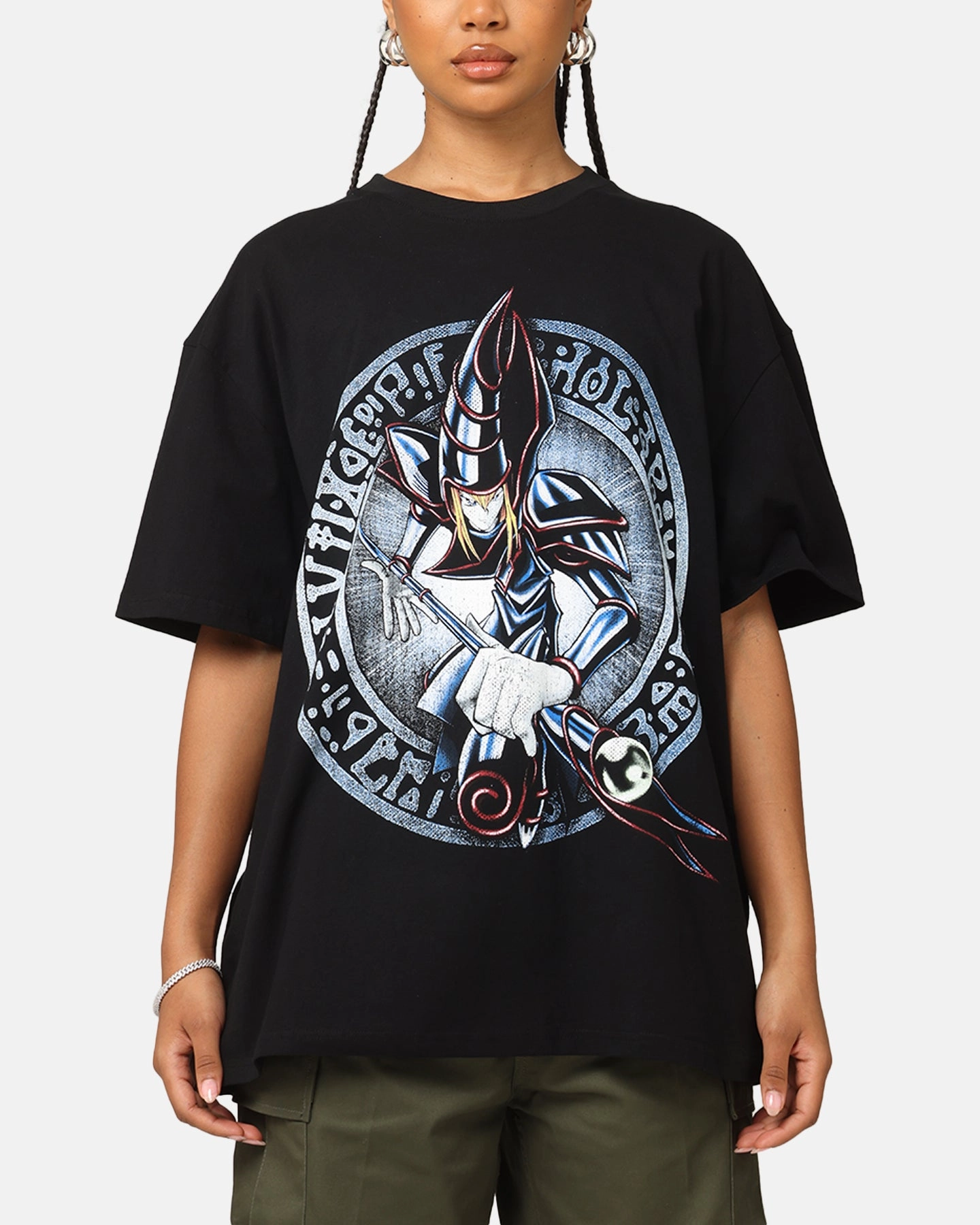 Multi Panel Construction Goat Crew X Yu-Gi-Oh! Dark Magician Card Heavyweight T-Shirt Black