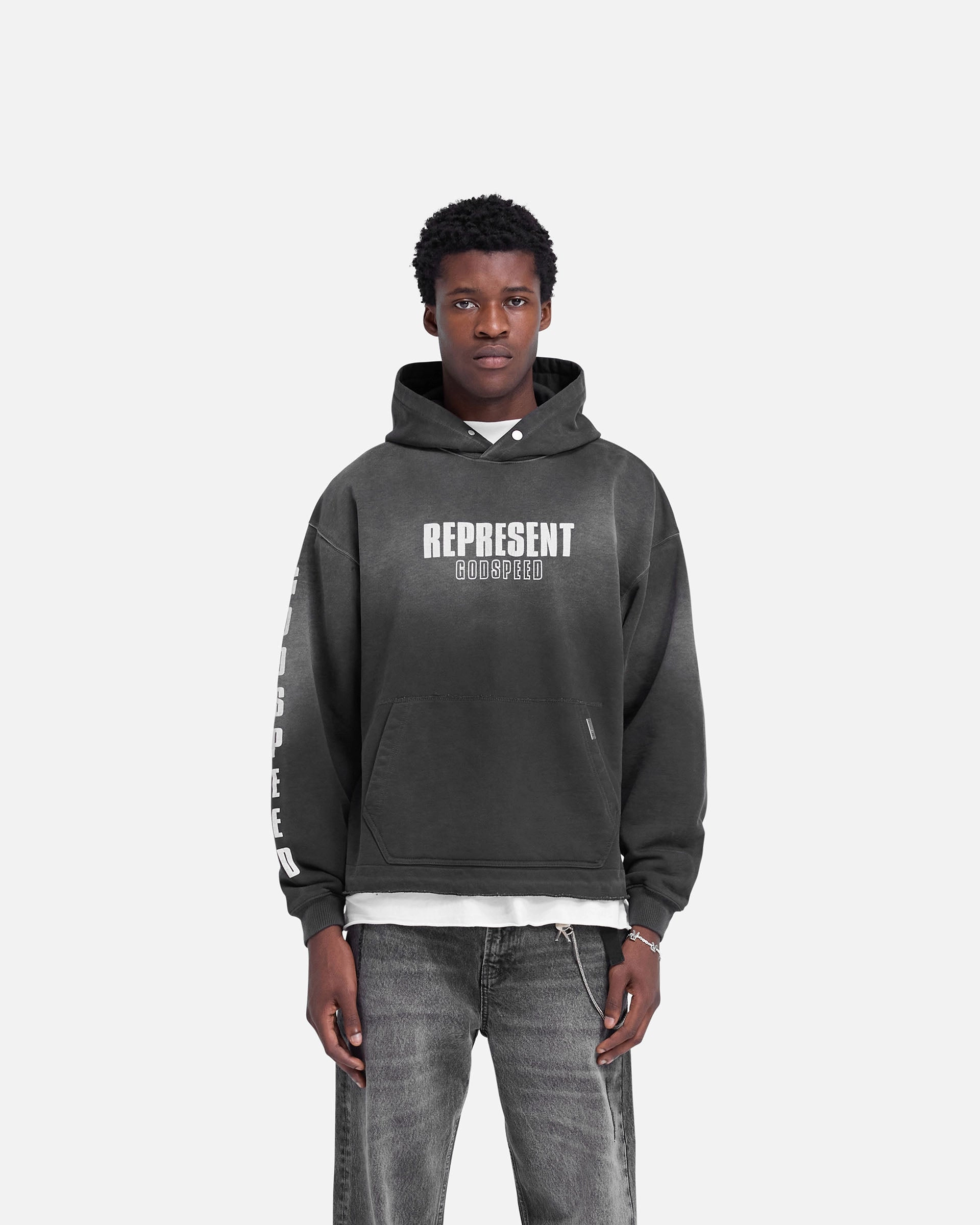 Godspeed Hoodie - Aged Black Taped Shoulder Seams