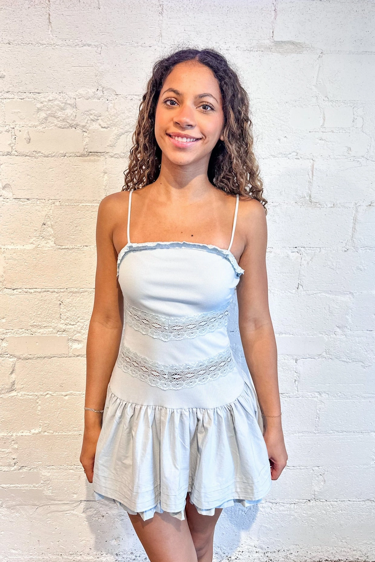 Soul Warm Light Drape Bluebonnet Kiss Mini Dress